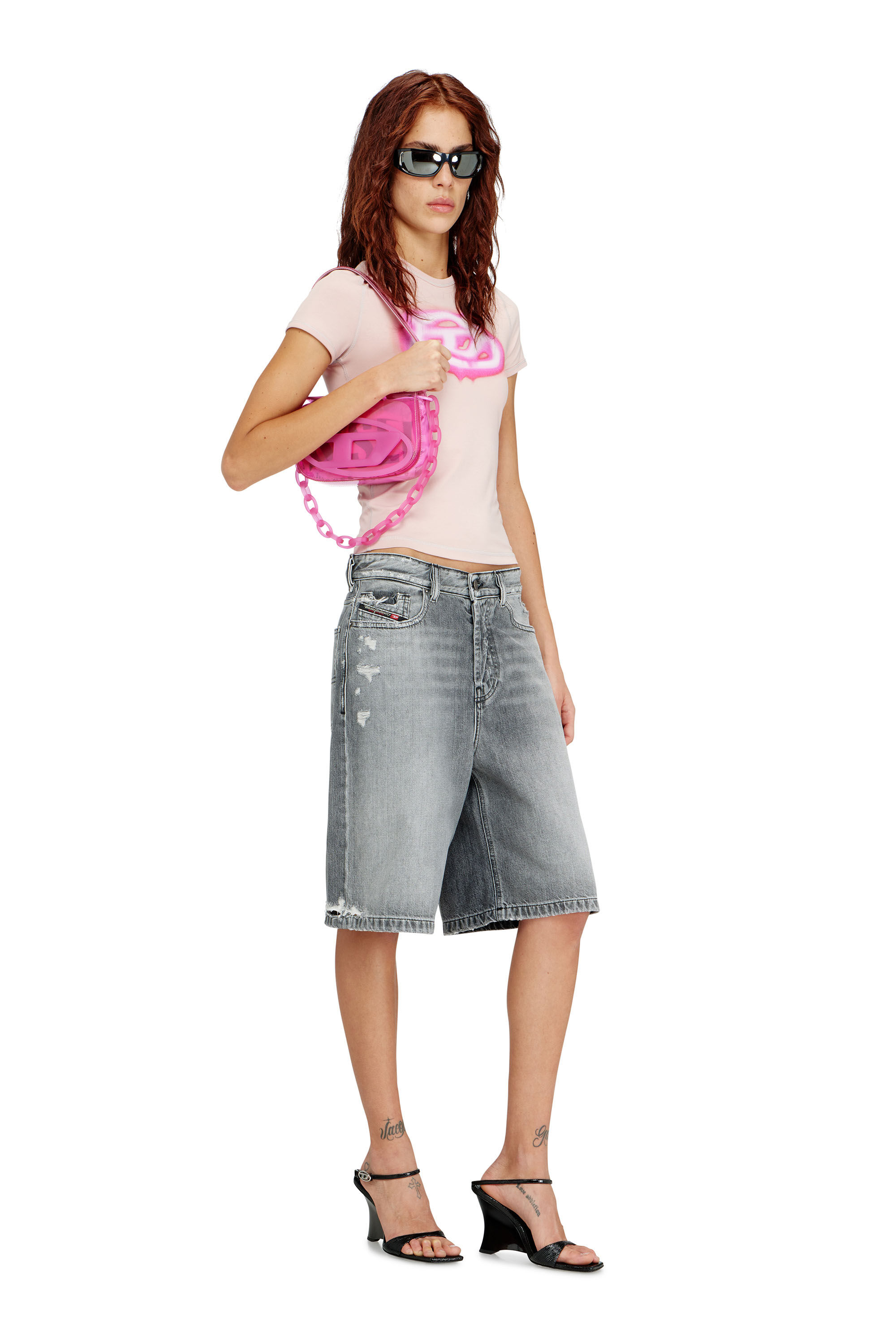 Diesel - 1DR, Woman's 1DR-Iconic shoulder bag in transparent TPU in Hot pink - 7