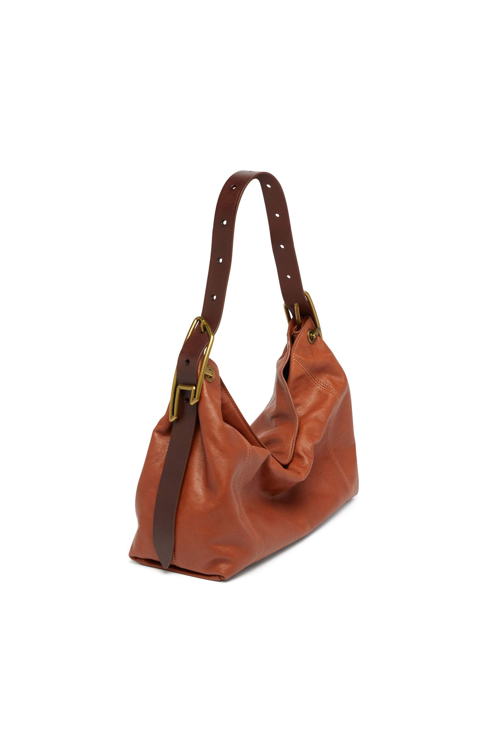Diesel - D-LINE HOBO S, Woman's D-Line-Shoulder bag in shiny leather in Brown - 7