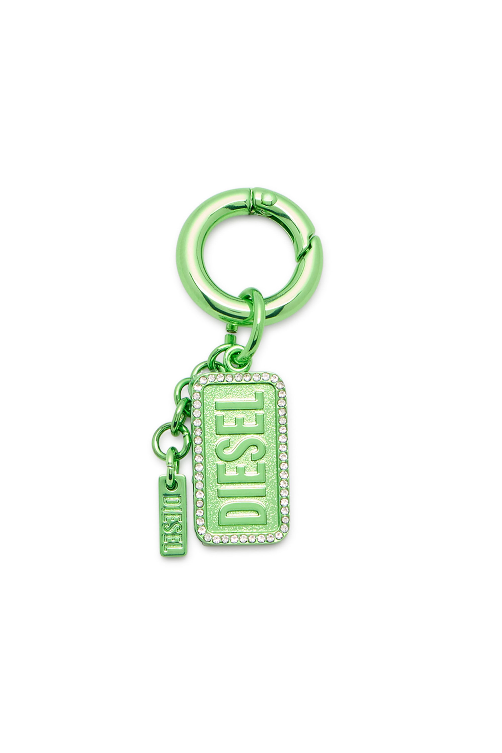 Women's Metal keyring with Diesel logo and rhinestones | Green