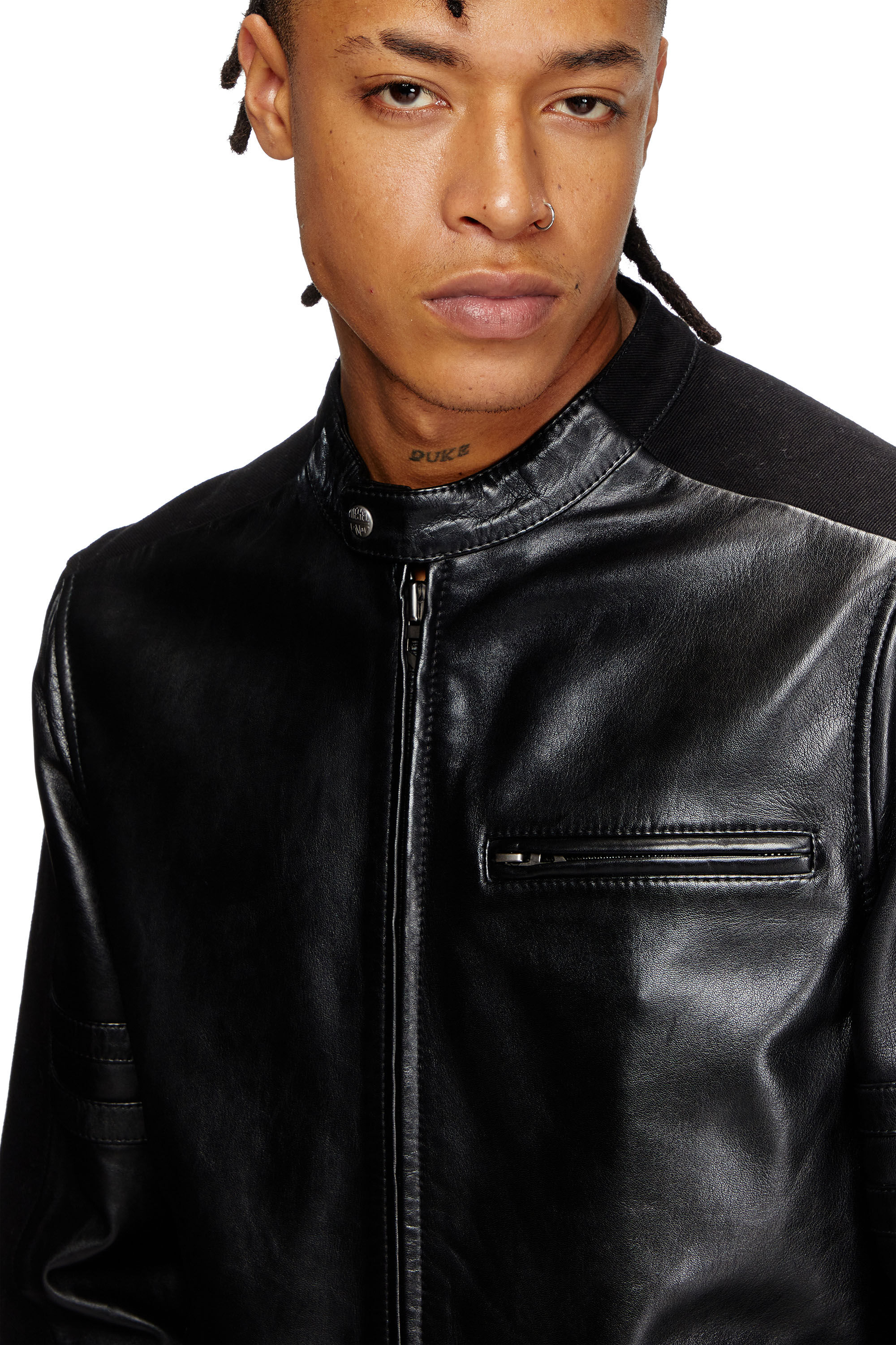 Men's Hybrid denim and leather jacket | Black | Diesel