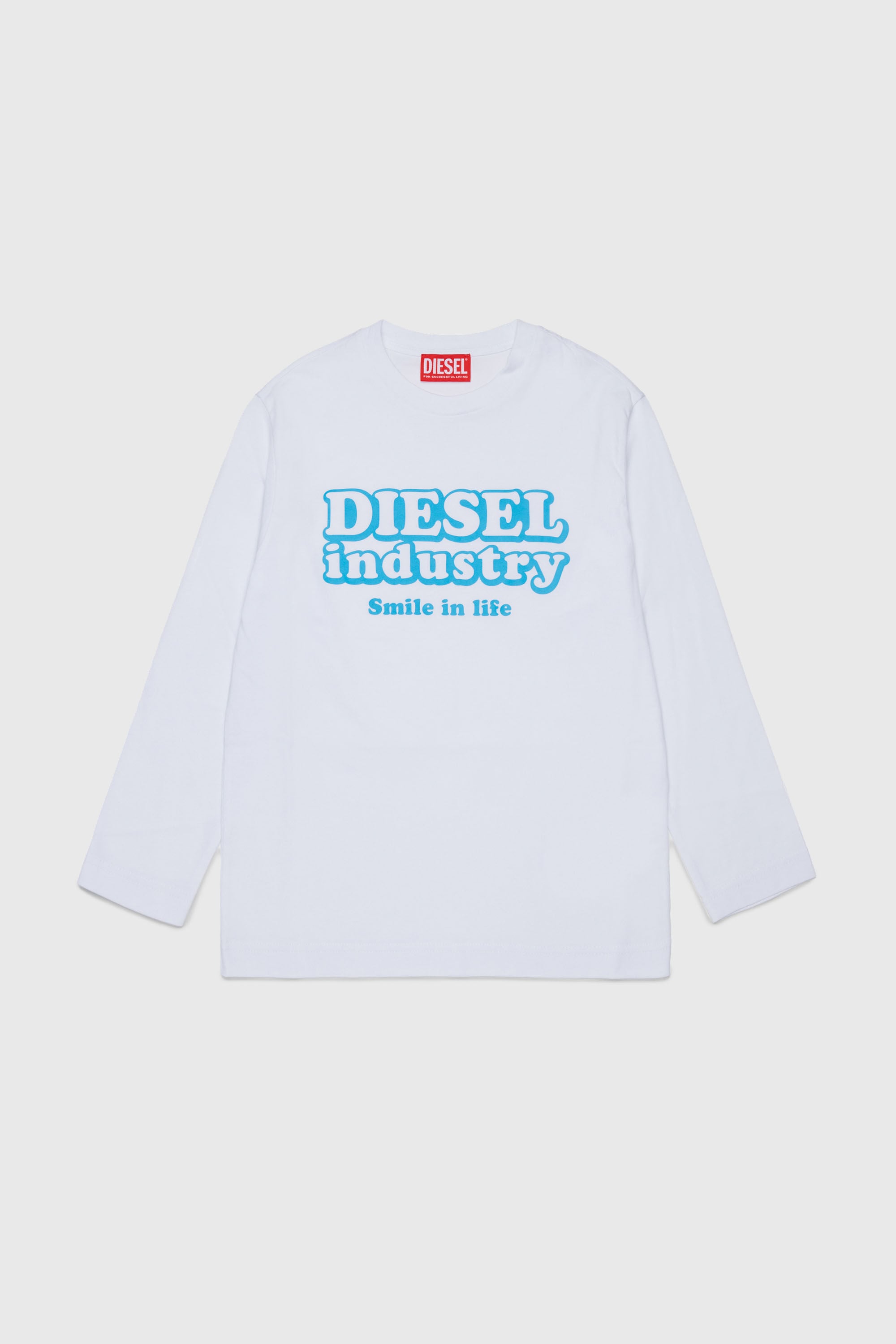 Diesel - TLODIMLS OVER, Man's Long-sleeve T-shirt with Diesel Industry print in White - 1