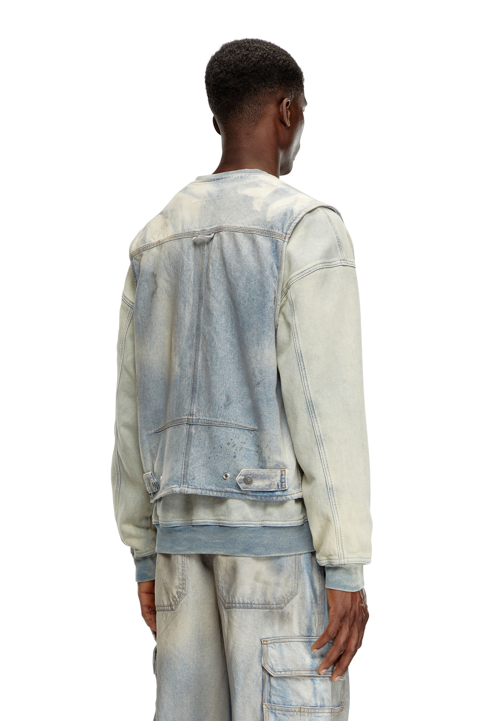 Men's Sleeveless jacket in solarised denim | Multicolor | Diesel