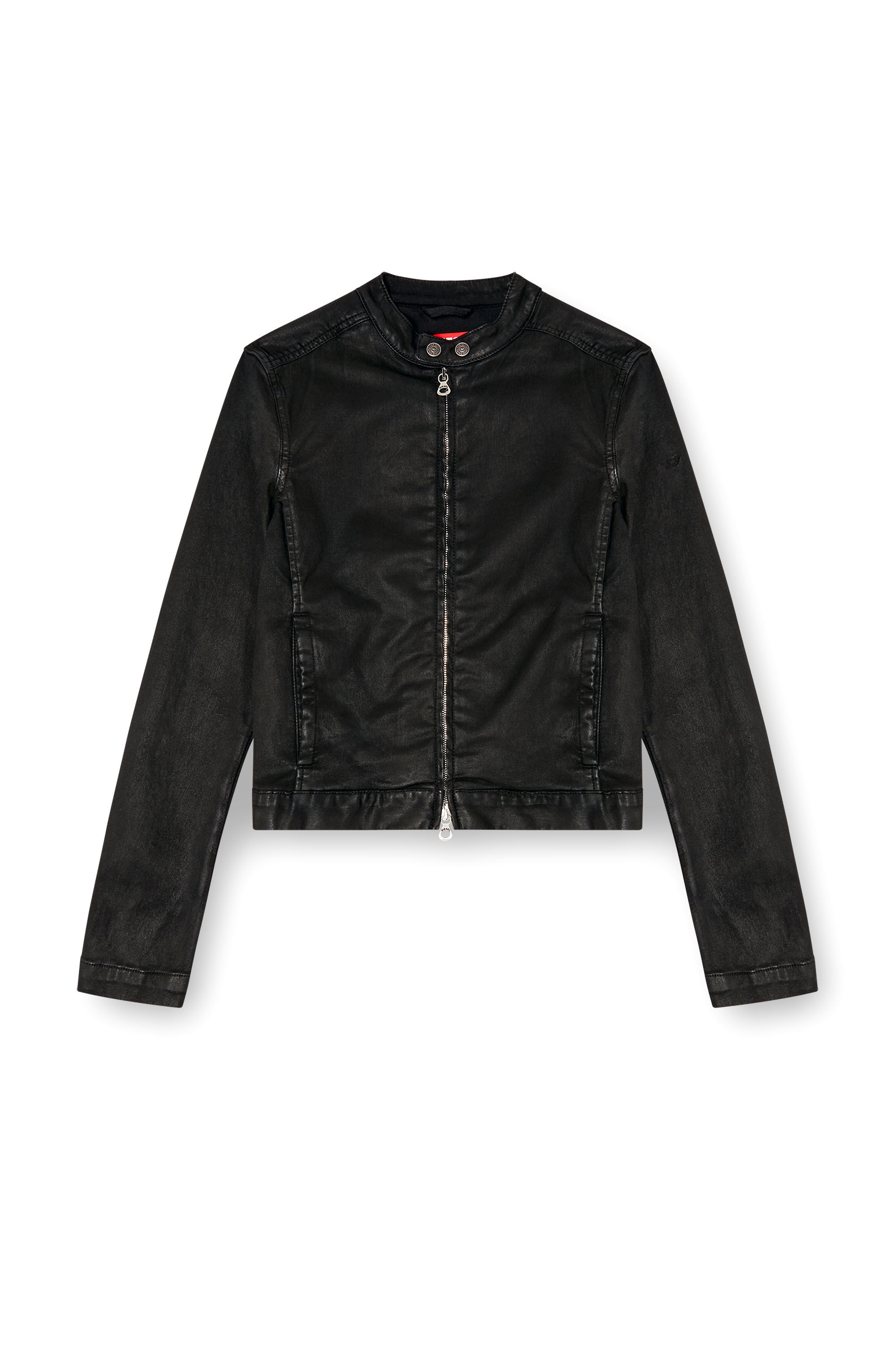 Women's Moto jacket in coated denim | Black | Diesel