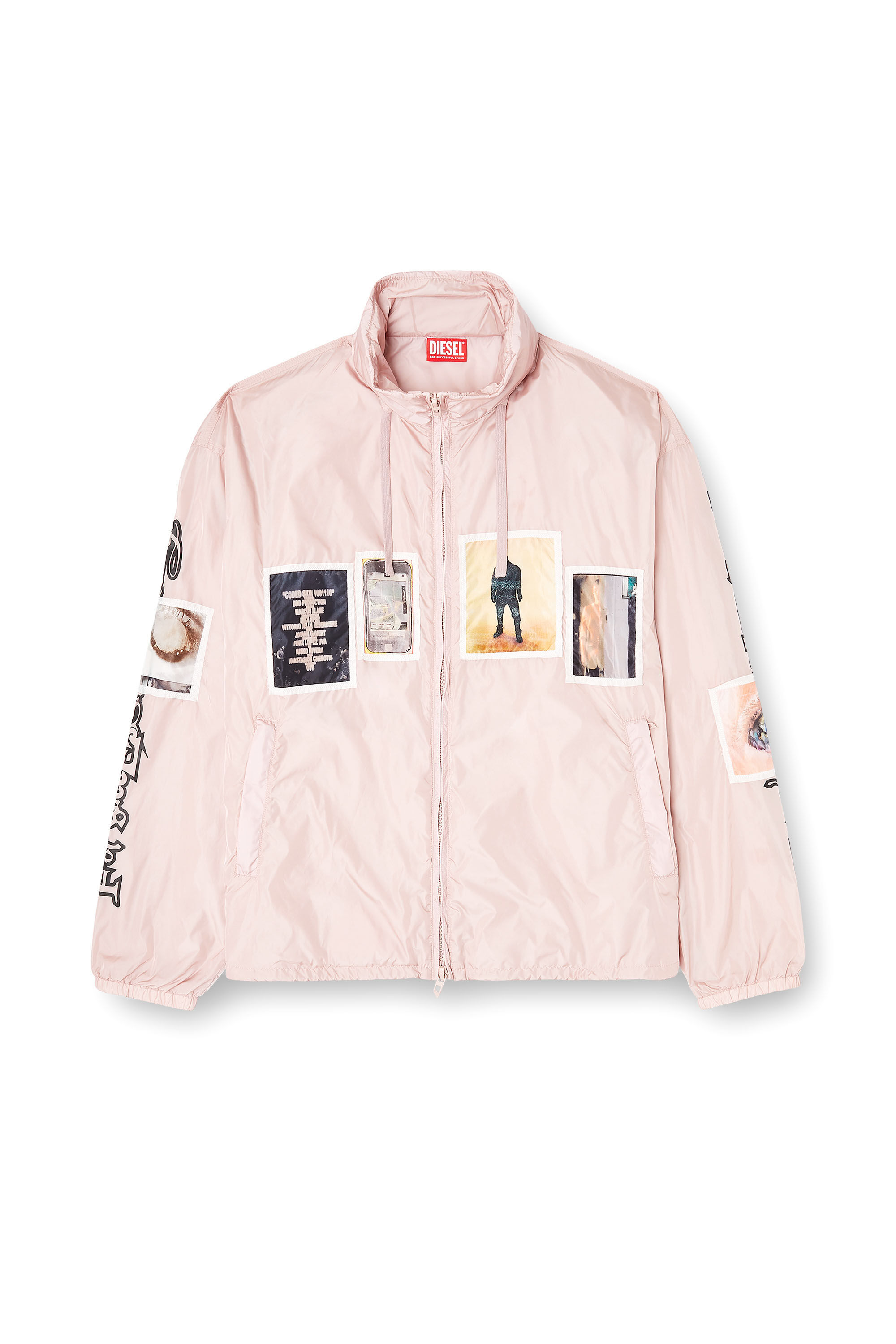Men's Windbreaker with graphic patches | Pink | Diesel HU