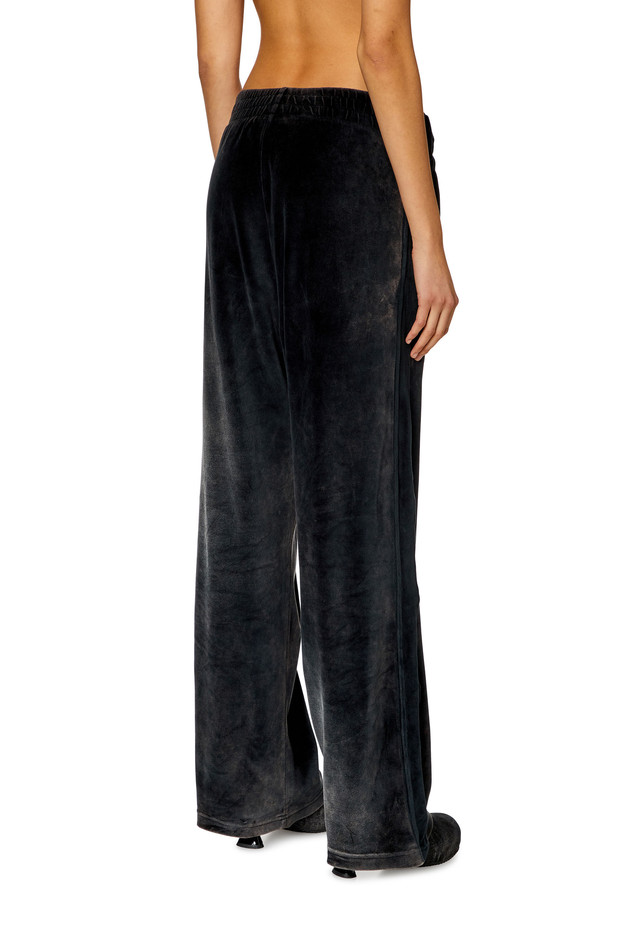 Women's Acid-wash chenille wide-leg sweatpants | Black | Diesel