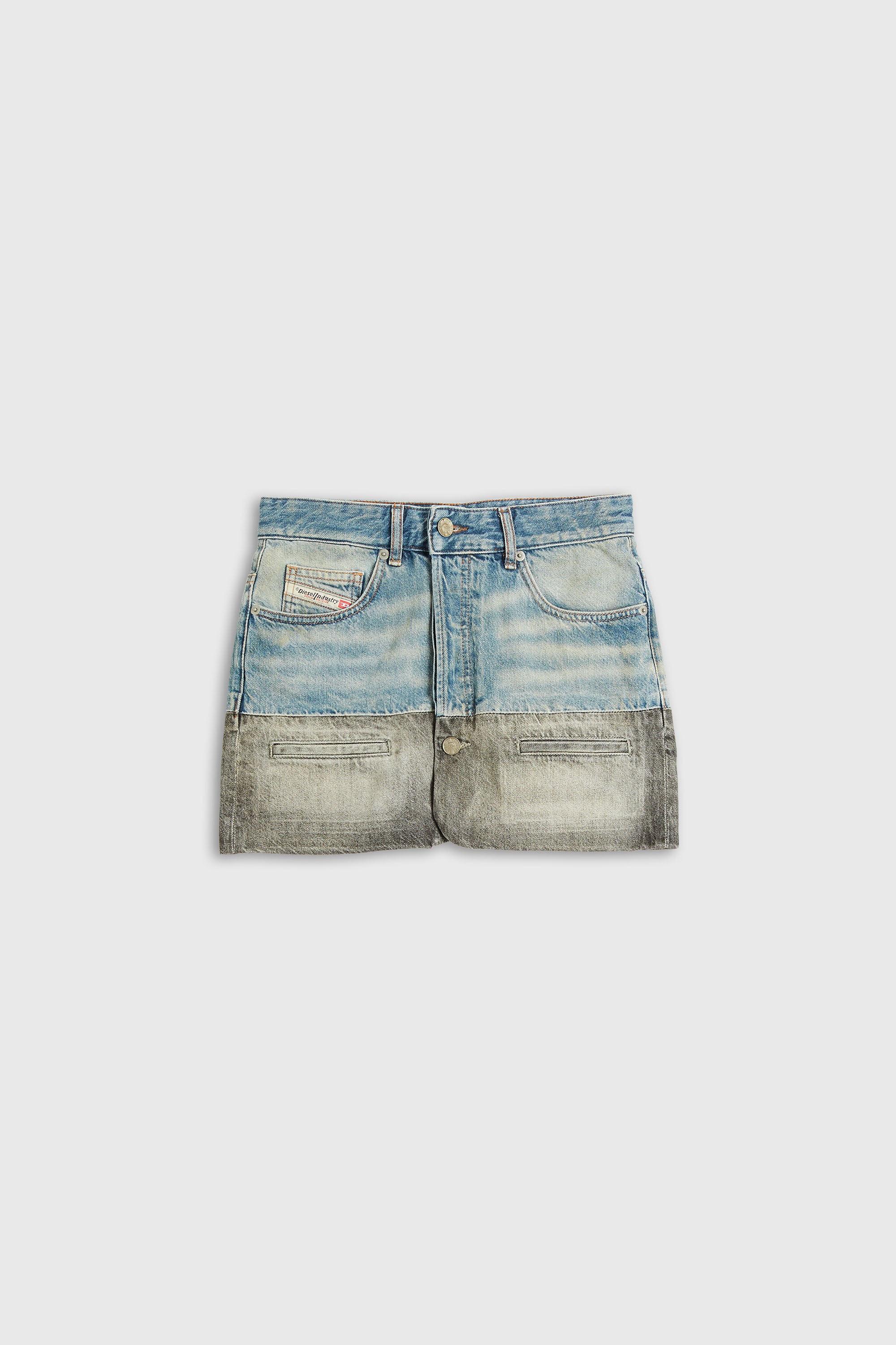 Diesel - DE-RONEE-S1, Woman's Denim mini skirt with contrast hem in Blue/Grey - 2