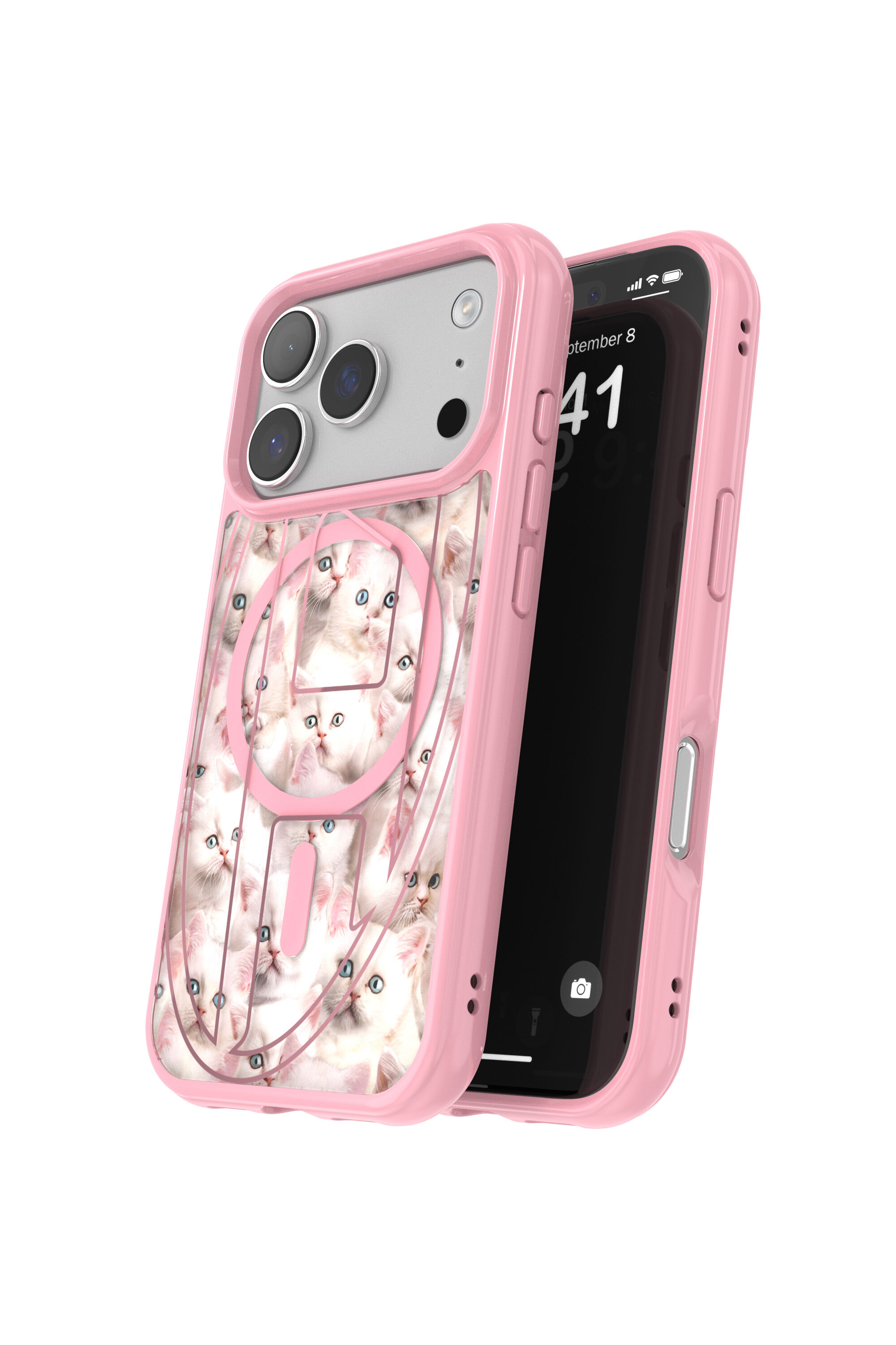 Diesel - 60425 AOP CASE, Unisex's Oval D cats case with magsafe for iPhone 17 Pro in Pink - 3