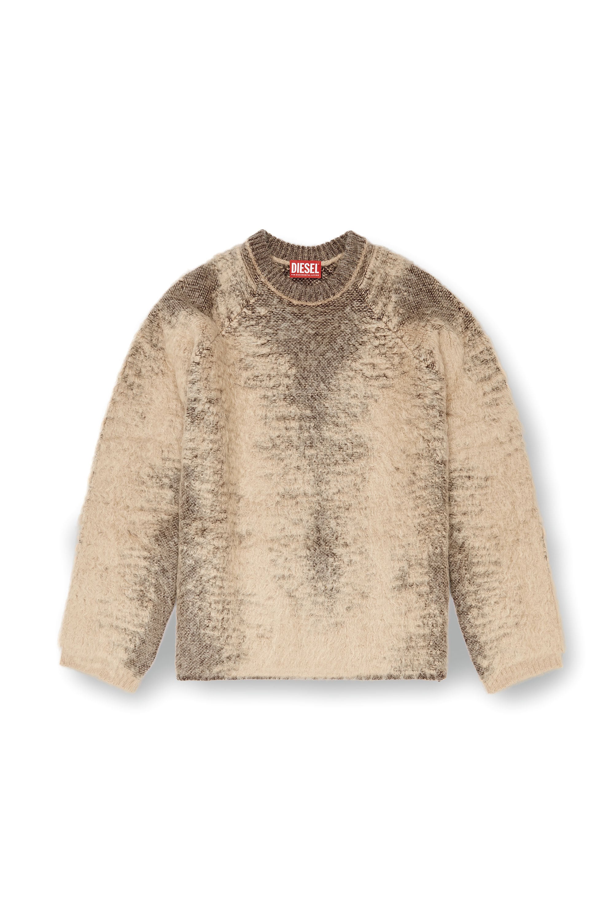 Men's Mohair-blend jumper with sweat effects | Beige | Diesel BG