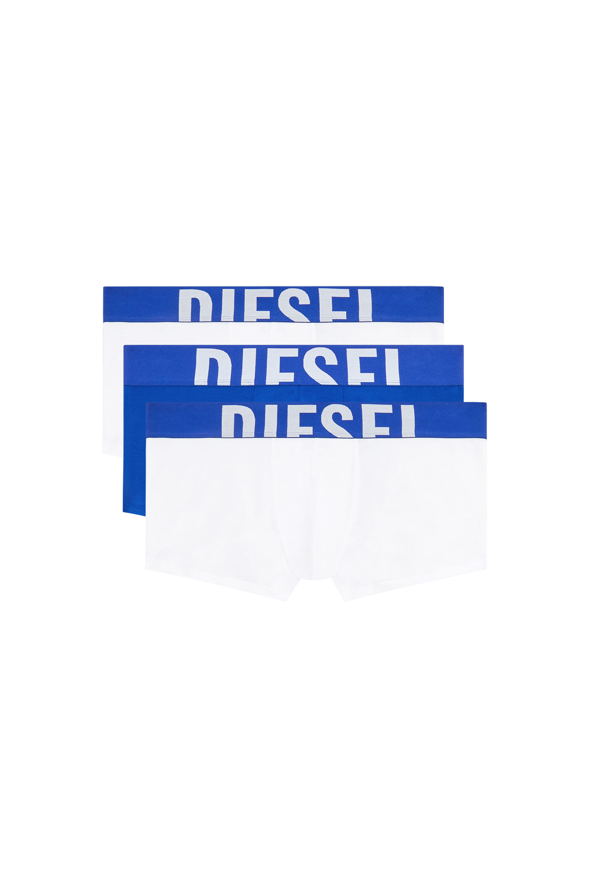 Diesel - UMBX-DAMIENTHREEPACK-5.5EL, Man's 3-pack of boxer briefs with cut-off logo in White/Blue - 2