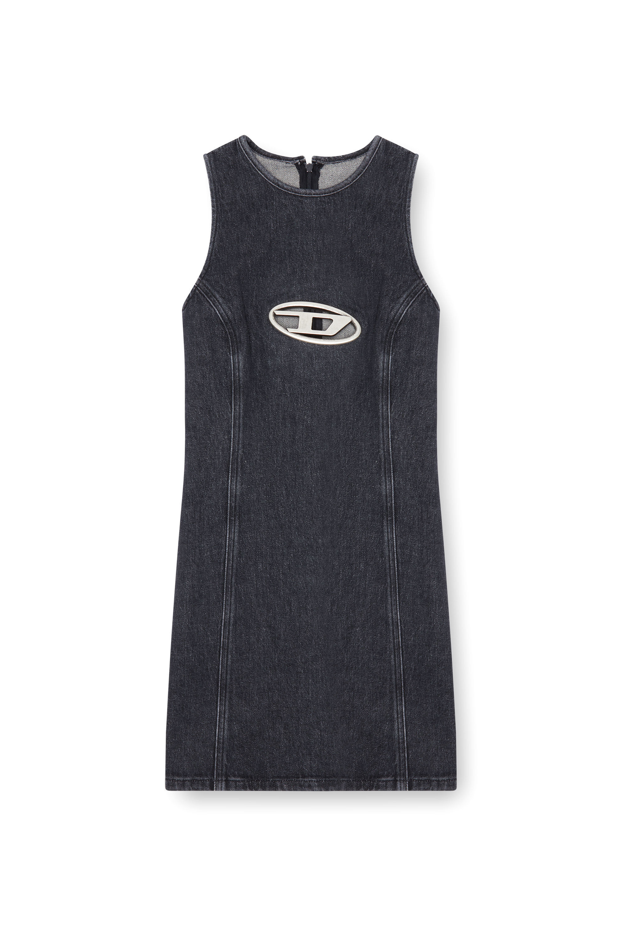 DIESEL De-Ferriz-Fsd ロゴ デニム ワンピース Women's Denim mini dress with Oval D plaque | Black | Diesel