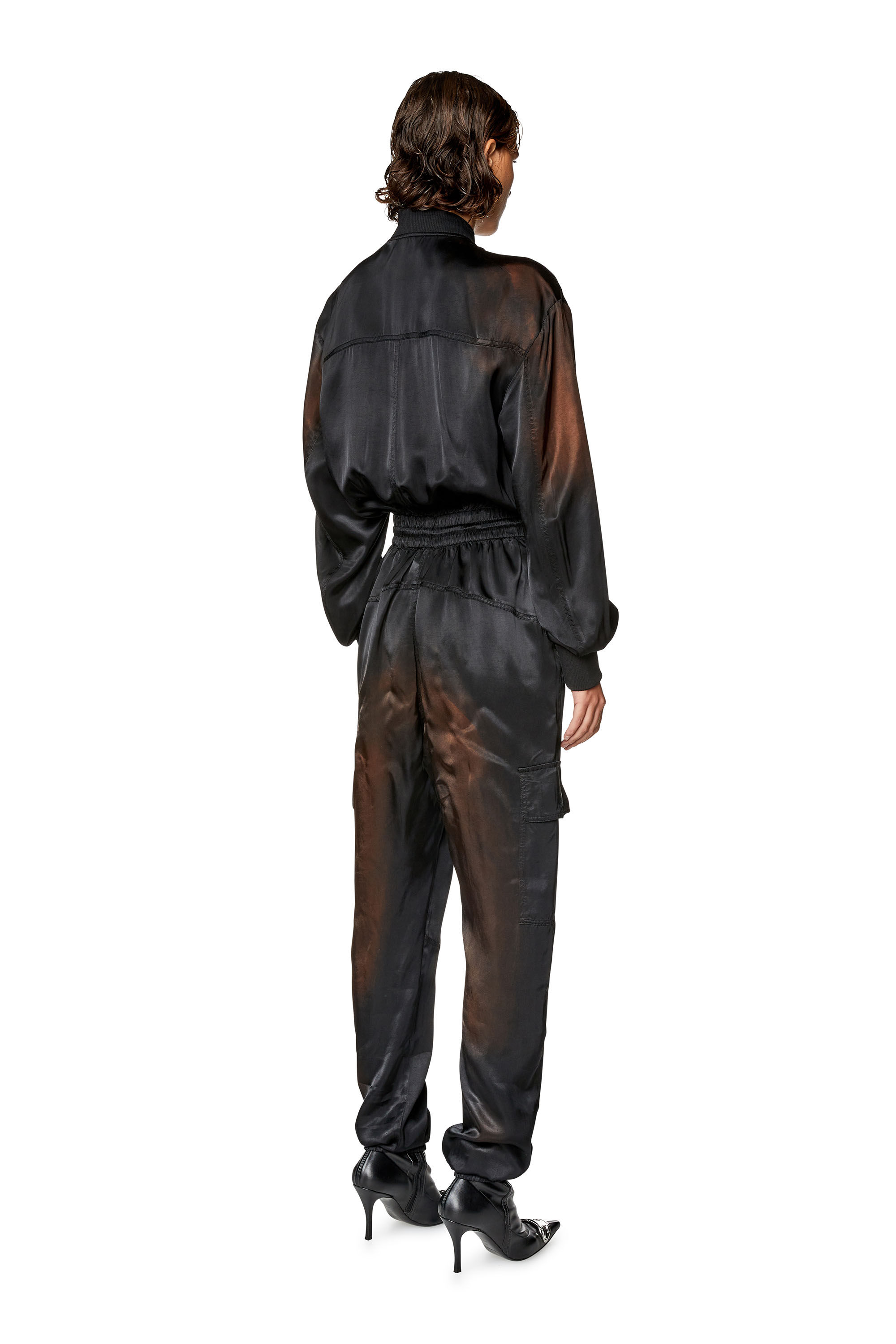 Diesel - J-VENUS, Woman Jumpsuit in solarised satin in Black - Image 1