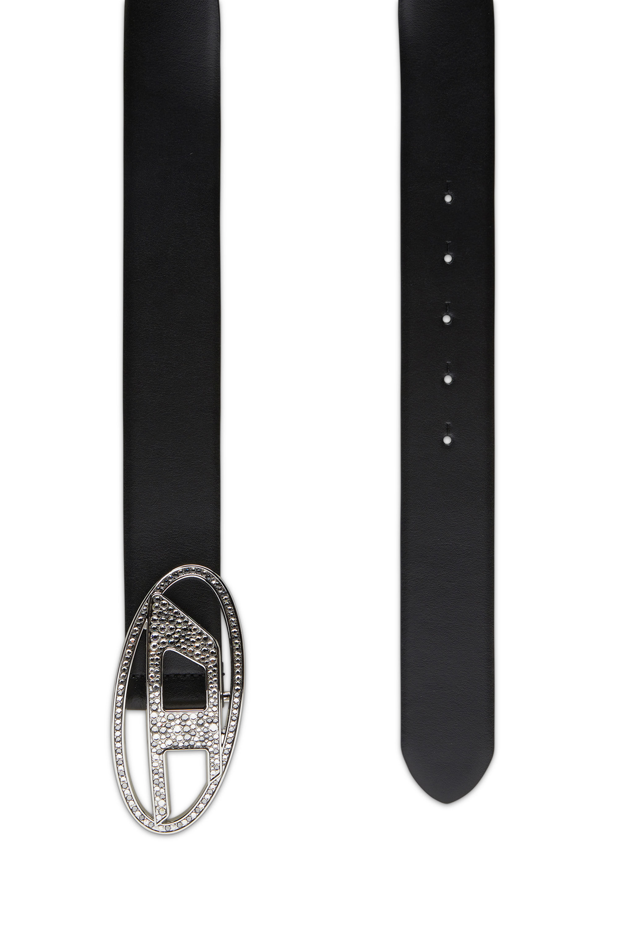 ベルト Diesel Cintura 1Dr Strass In Pelle Cintura 1.9 cm sottile con fibbia gioiello Donna | Nero | Diesel