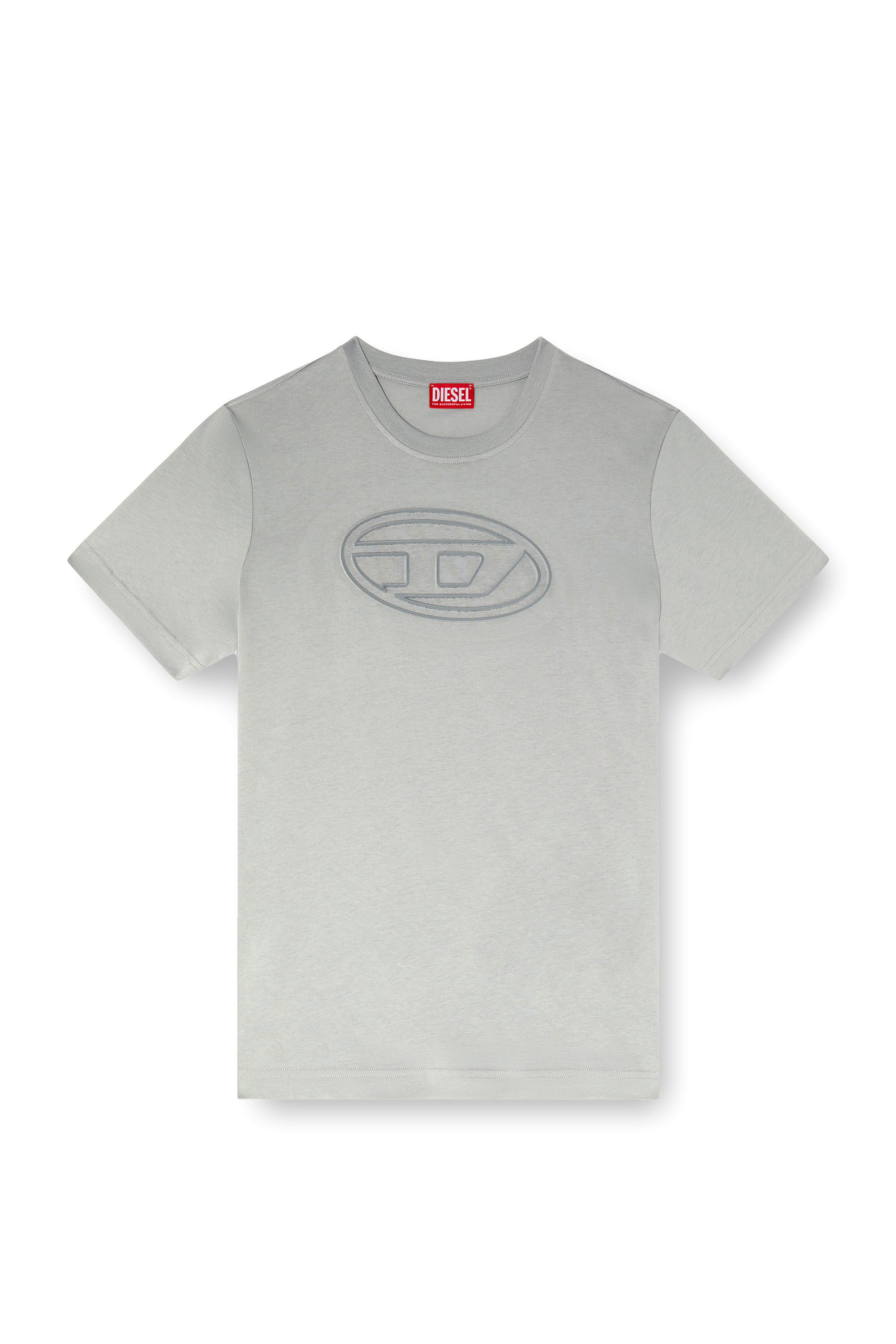 【Diesel】 正規品★ T-Adjust-Bigoval Light Grey ★人気 Men's T-shirt with embossed Oval D | Grey | Diesel