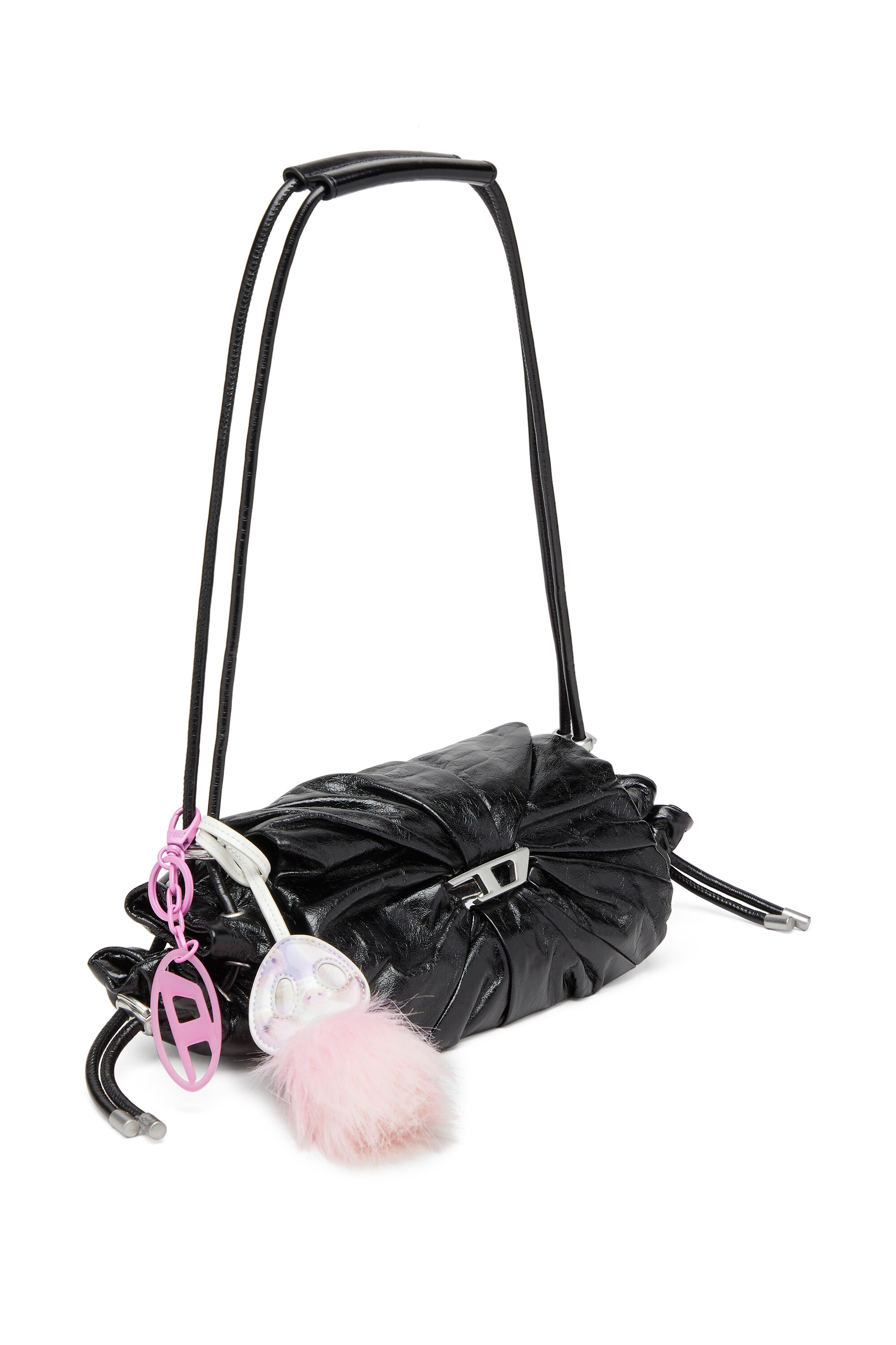 Women's Scrunch-D-Small shoulder bag in shiny scrunched leather