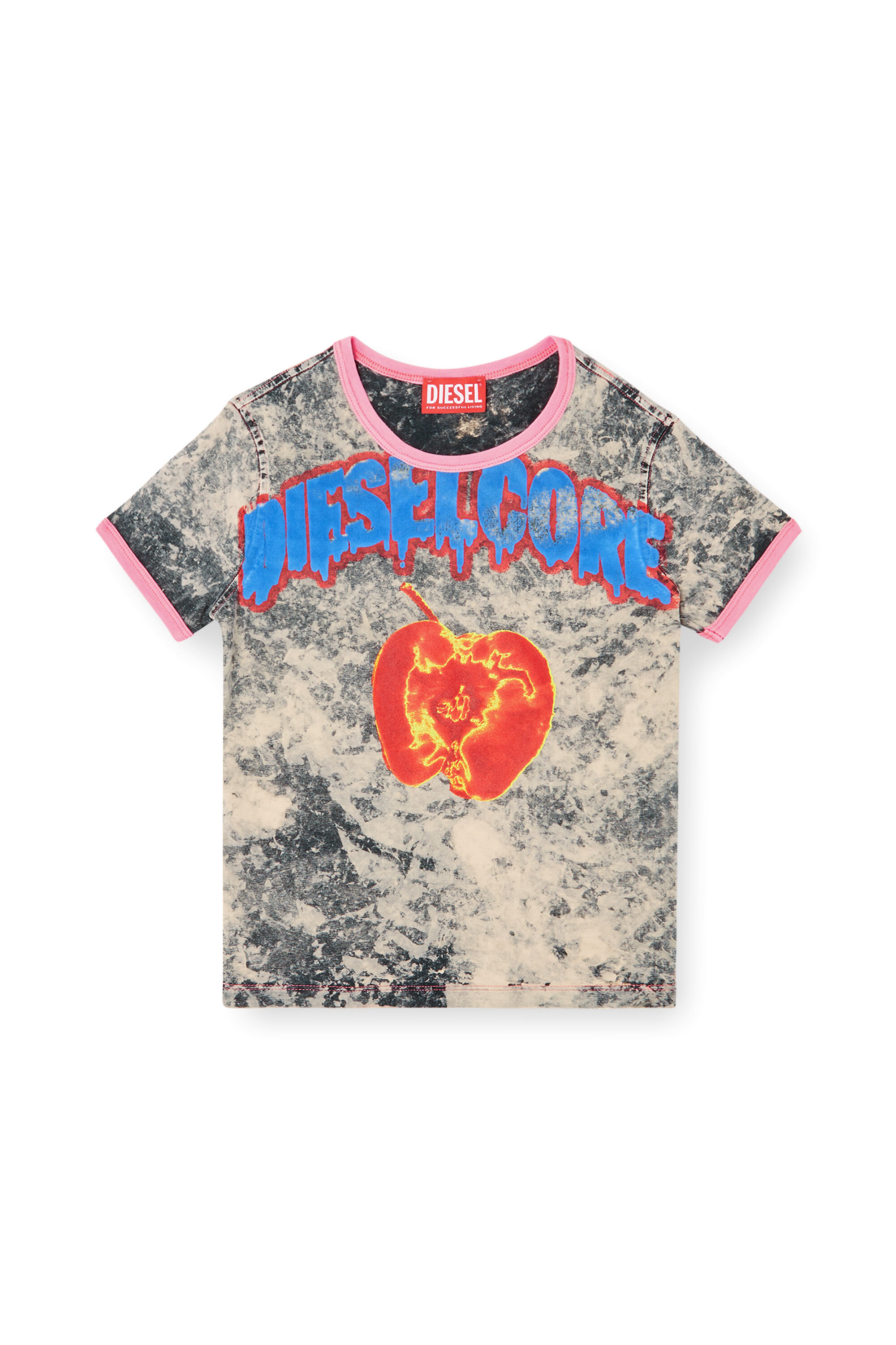 Diesel - T-UNCUTIES-SHORT-Q1, Woman's T-shirt with Diesel Core print in Grey - 2