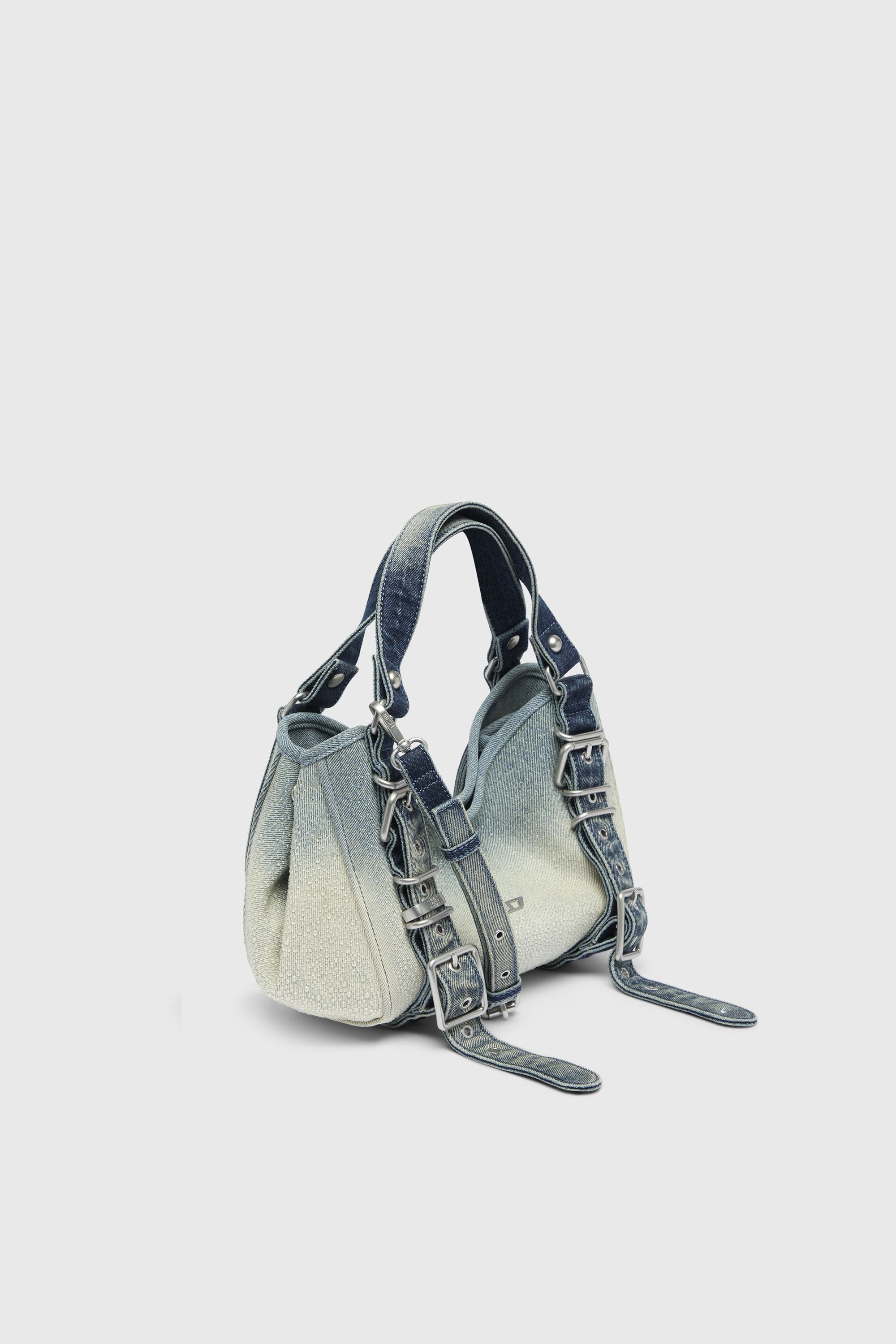 Diesel - D-ONE TOPHANDLE S, Woman's D-One-Small top-handle bag in crystal solarised denim in Blue - 4