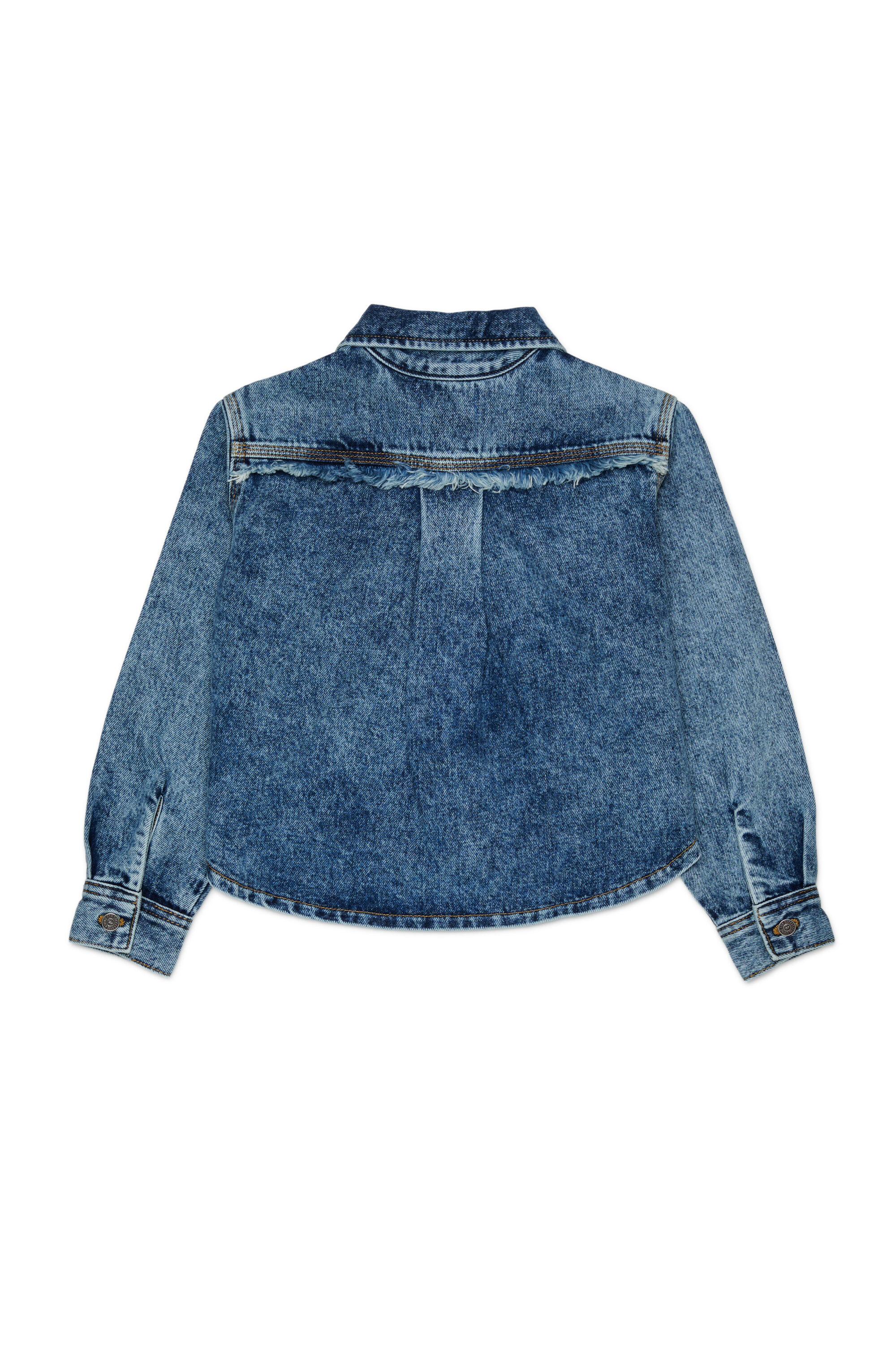 Diesel - CELKA, Woman's Zip-up denim shirt with frayed detail in Medium blue - 2