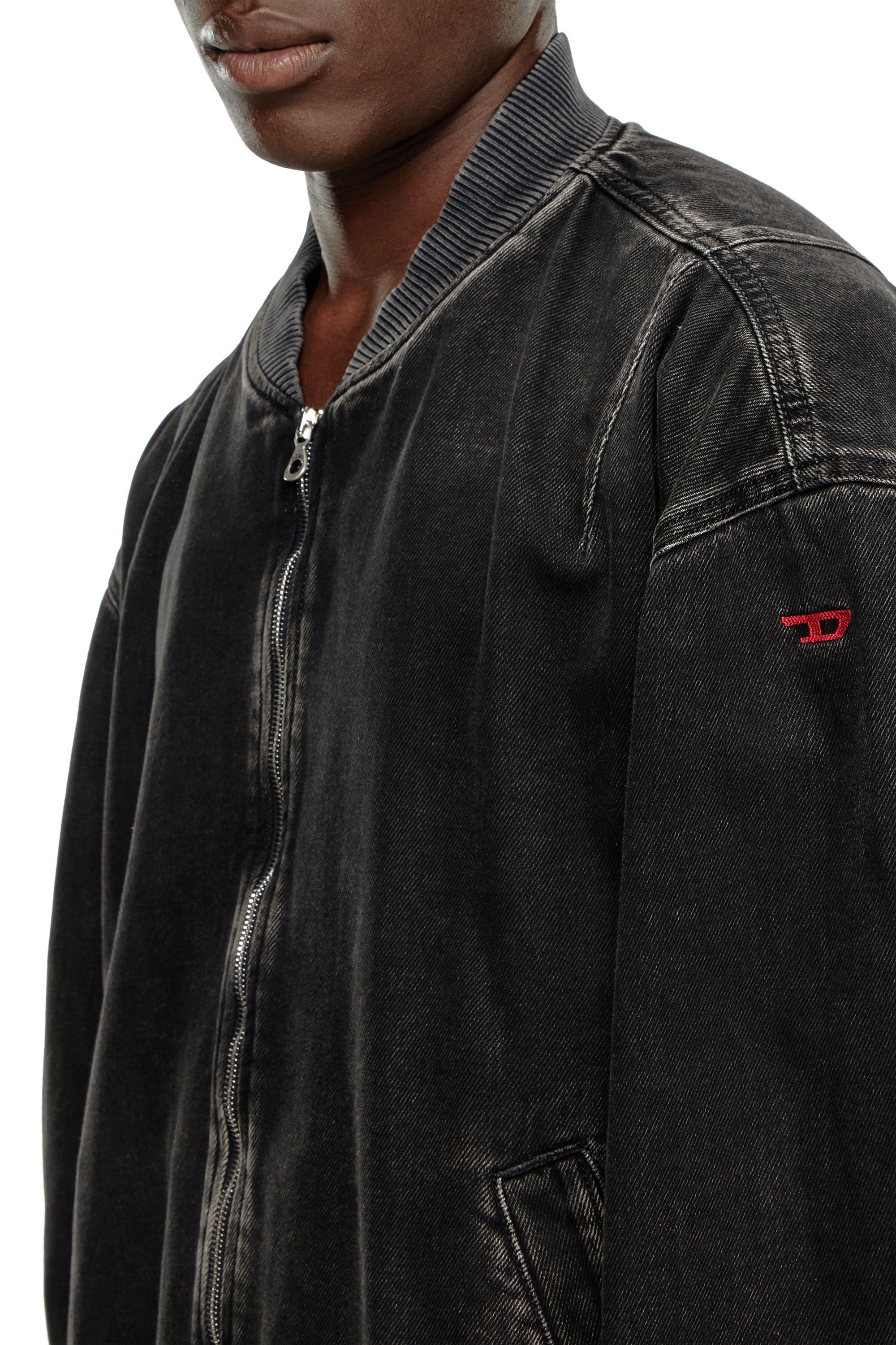 Men's Bomber jacket in clean-wash denim | Black | Diesel Men's Bomber jacket in clean-wash denim | Black | Diesel