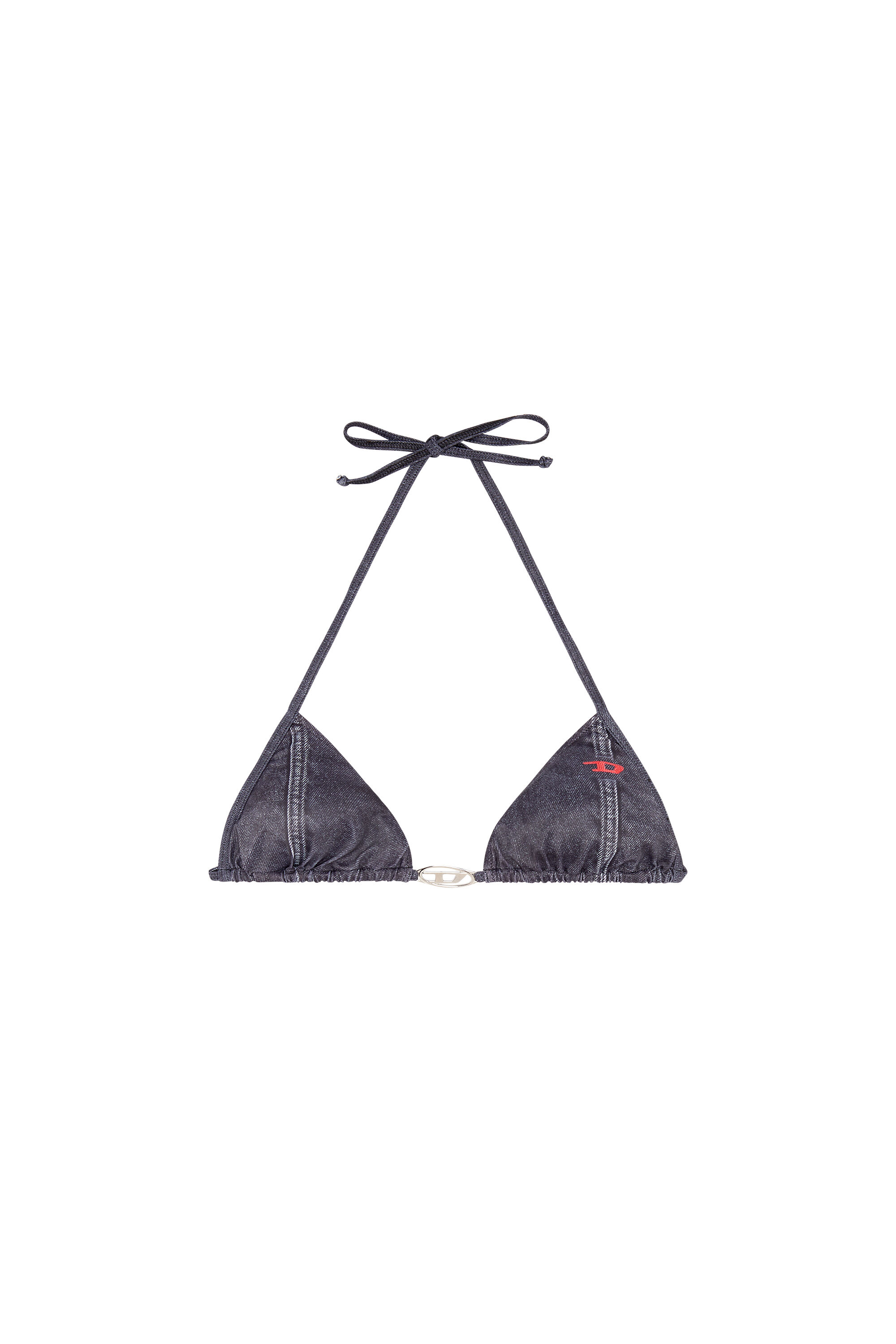 Diesel - BFB-SEES-T, Woman's Triangle bikini top with denim print in Black - 4