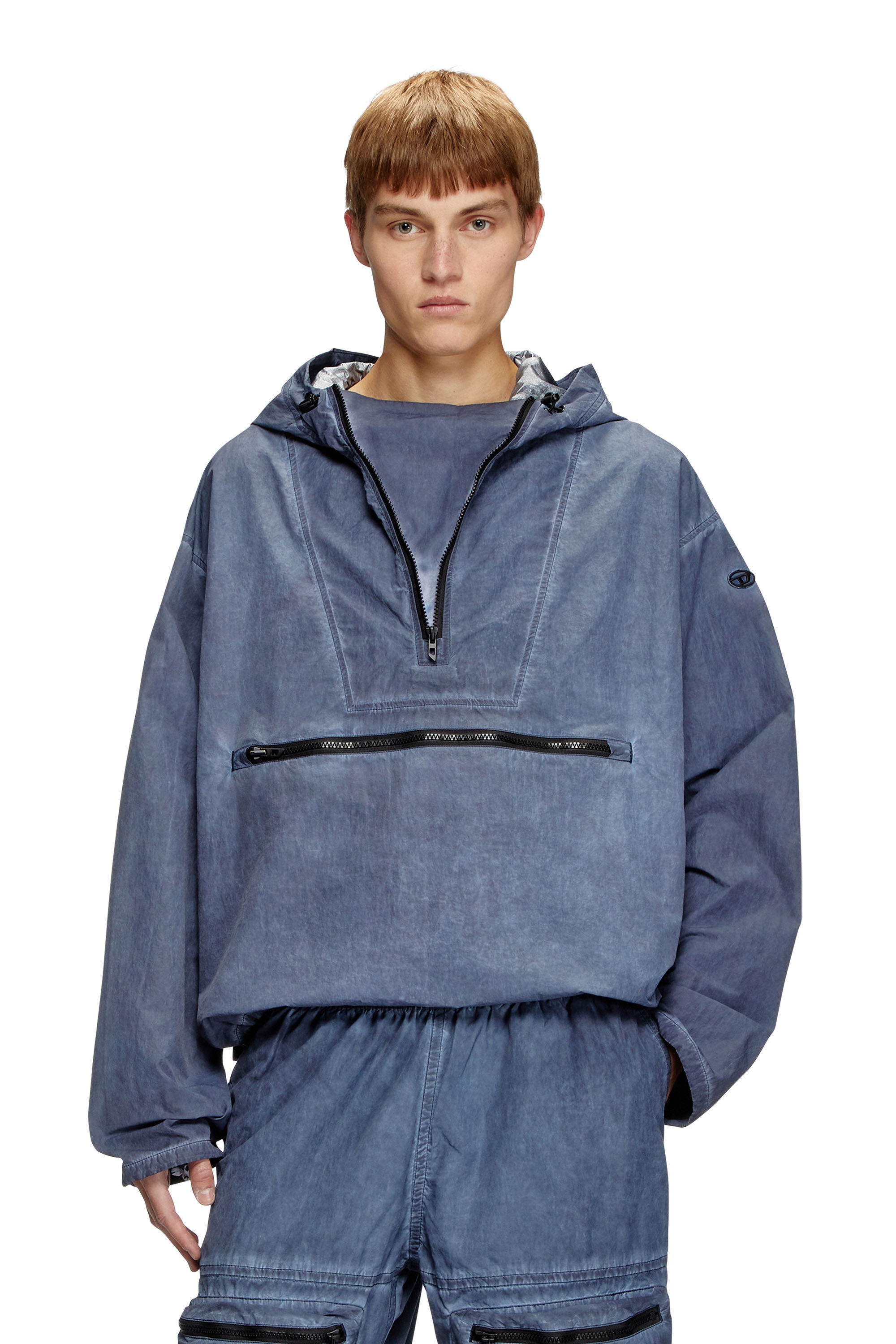 Diesel - J-NOODE-A, Man's Packable hooded anorak jacket in Blue - 3
