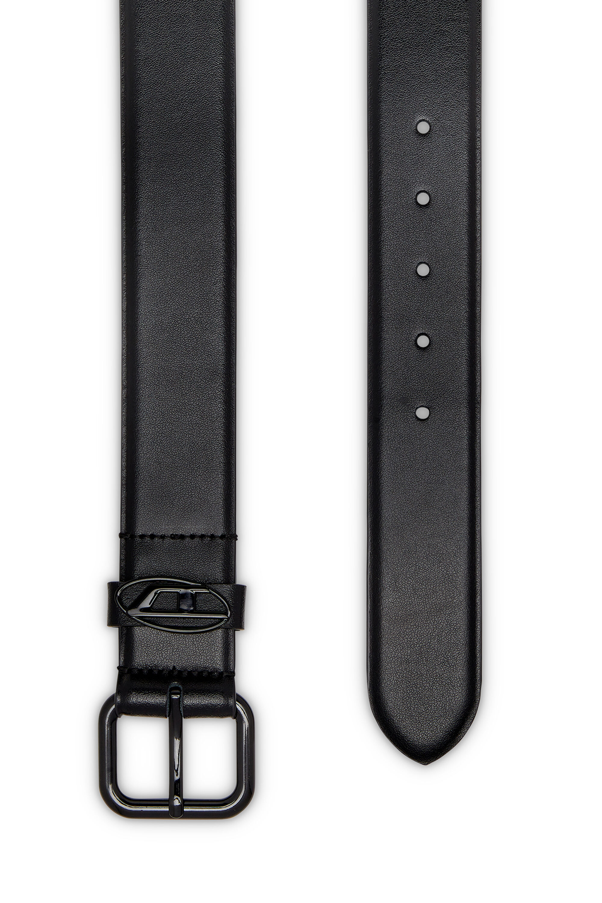 DIESEL ベルト OVAL D LOOP 黒（タグ&保存袋付き） B-1DR OVAL D LOOP 3.9cm logo-plaque embellished leather belt