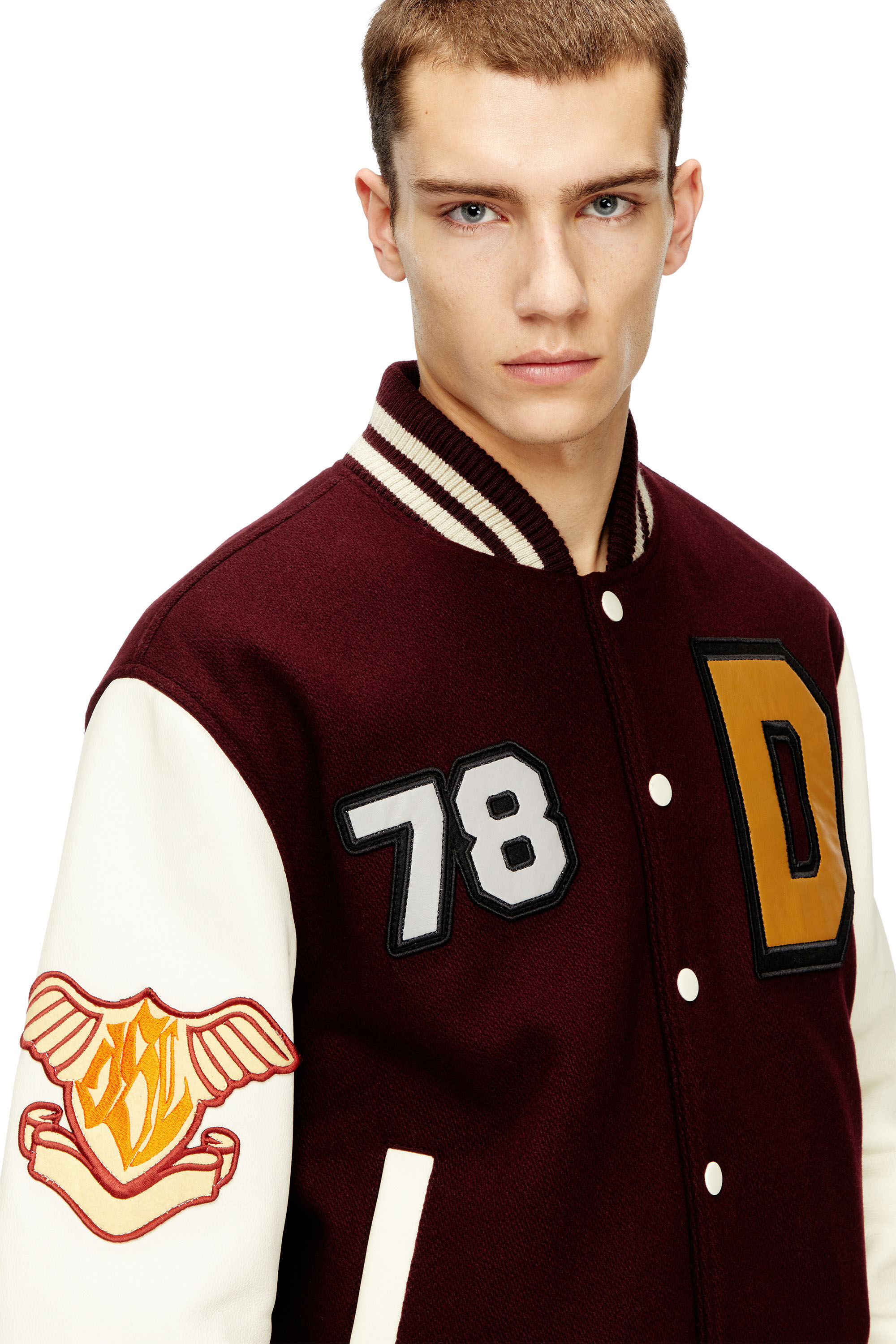 Men's Varsity jacket in wool and leather | Multicolor | Diesel