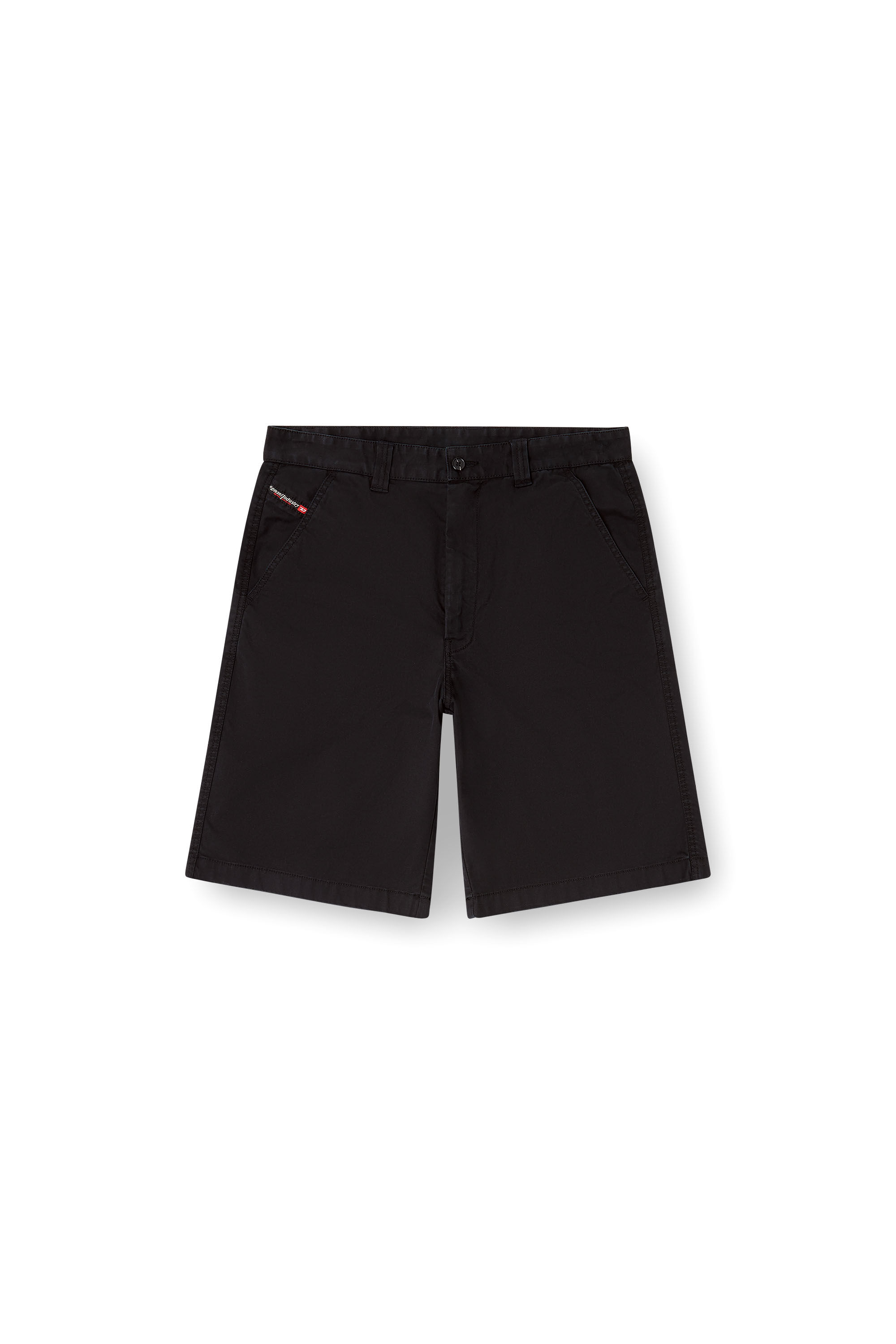 Men's Cotton shorts with stonewash treatment | Black | Diesel