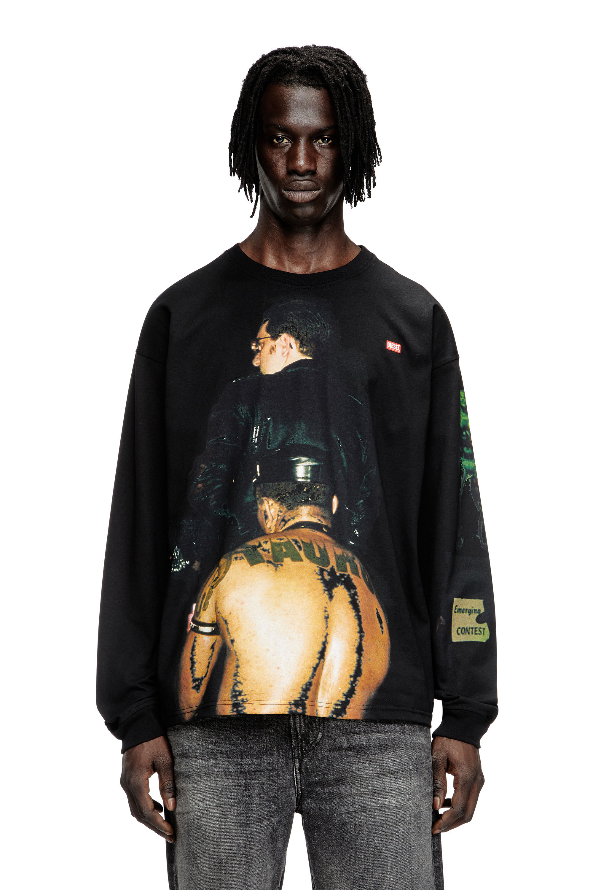 Women's Long-sleeve T-shirt with graphic print | Black | Diesel