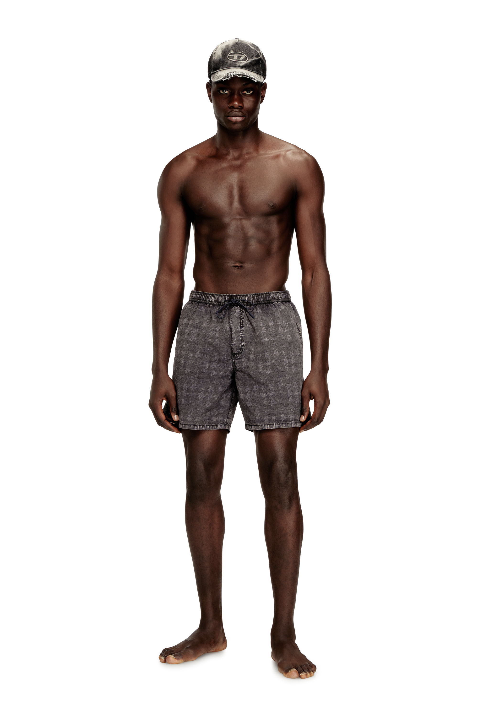 Men's Swim shorts with faded houndstooth pattern | Grey | Diesel