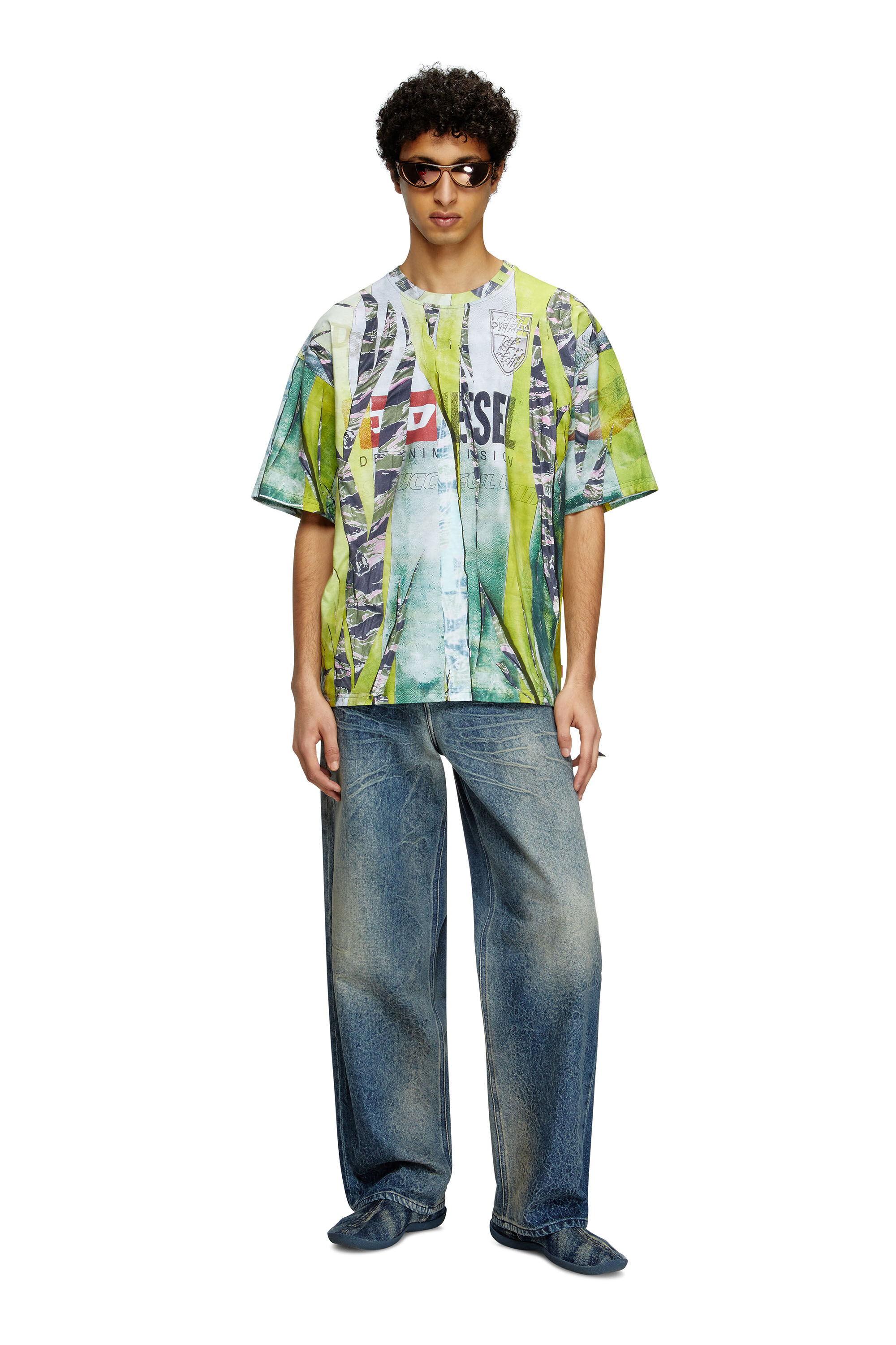 【送料&関税込】Diesel Trompe Loeil Cracked Print T-shirt Men's T-shirt with trompe l'oeil cracked print | Multicolor