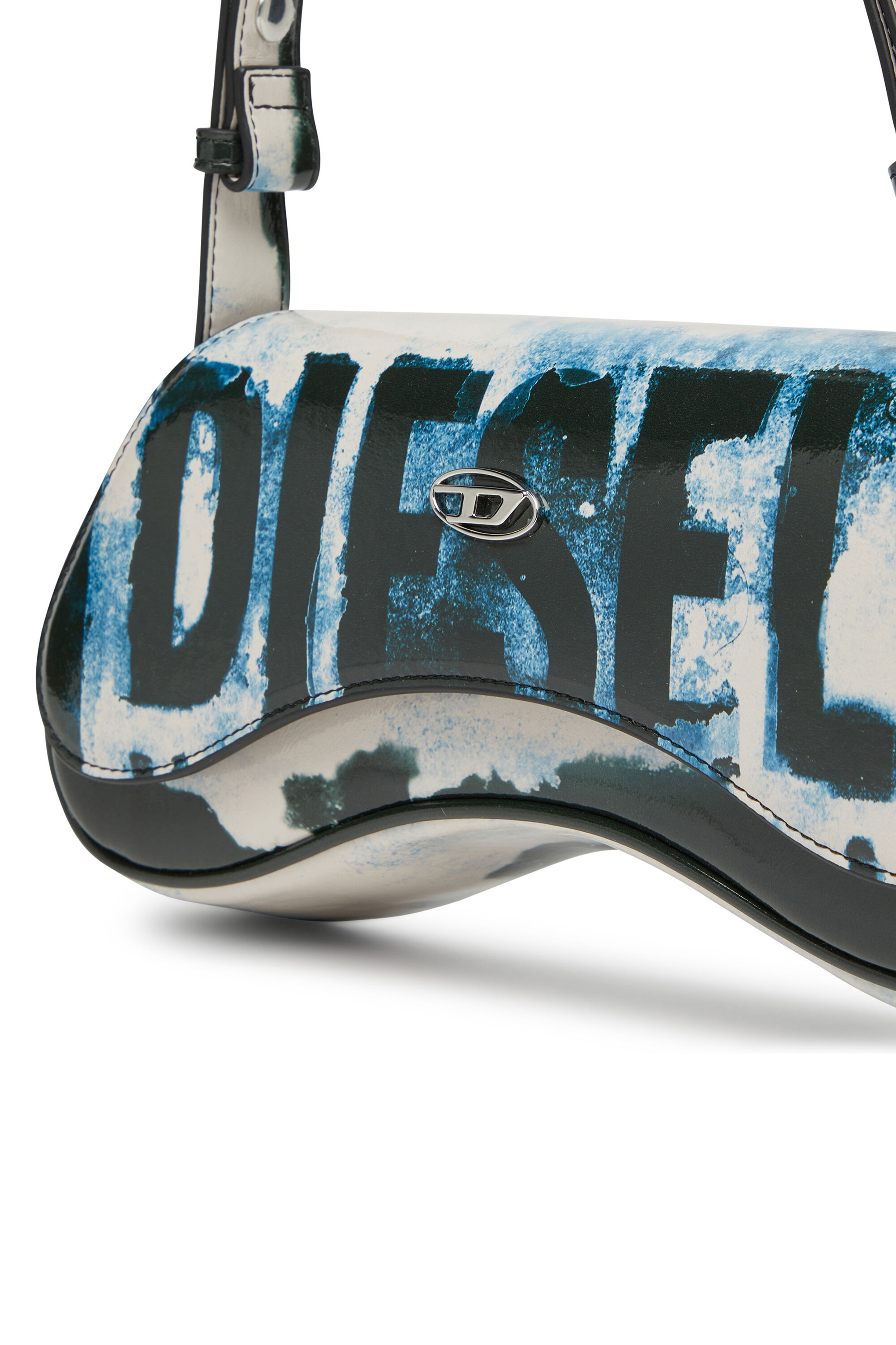 Diesel - PLAY CROSSBODY, Woman's Play-Shoulder bag in printed glossy PU in White/Black - 2