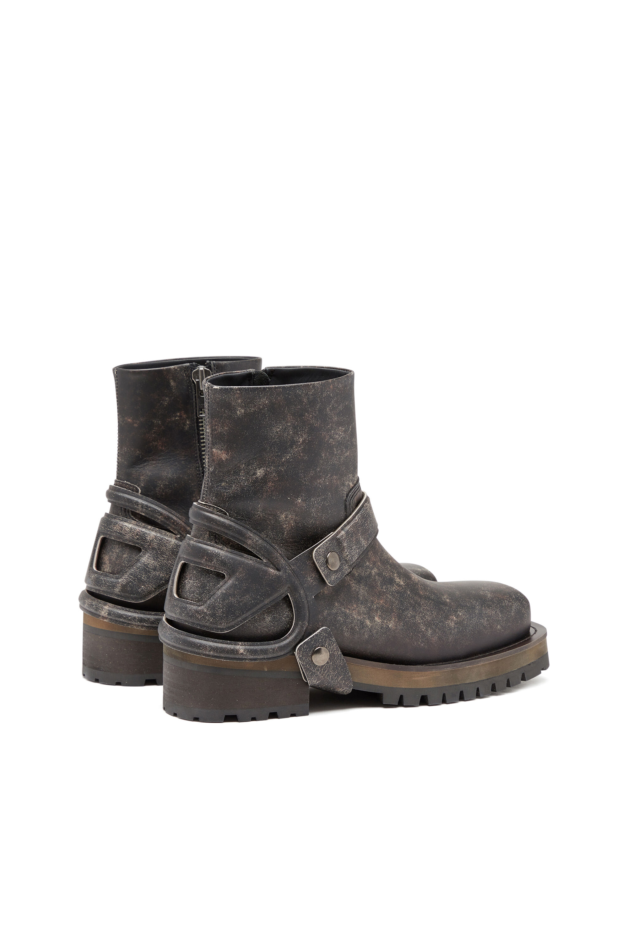 Men's D-Texan-Harness boots in distressed leather | Brown | Diesel