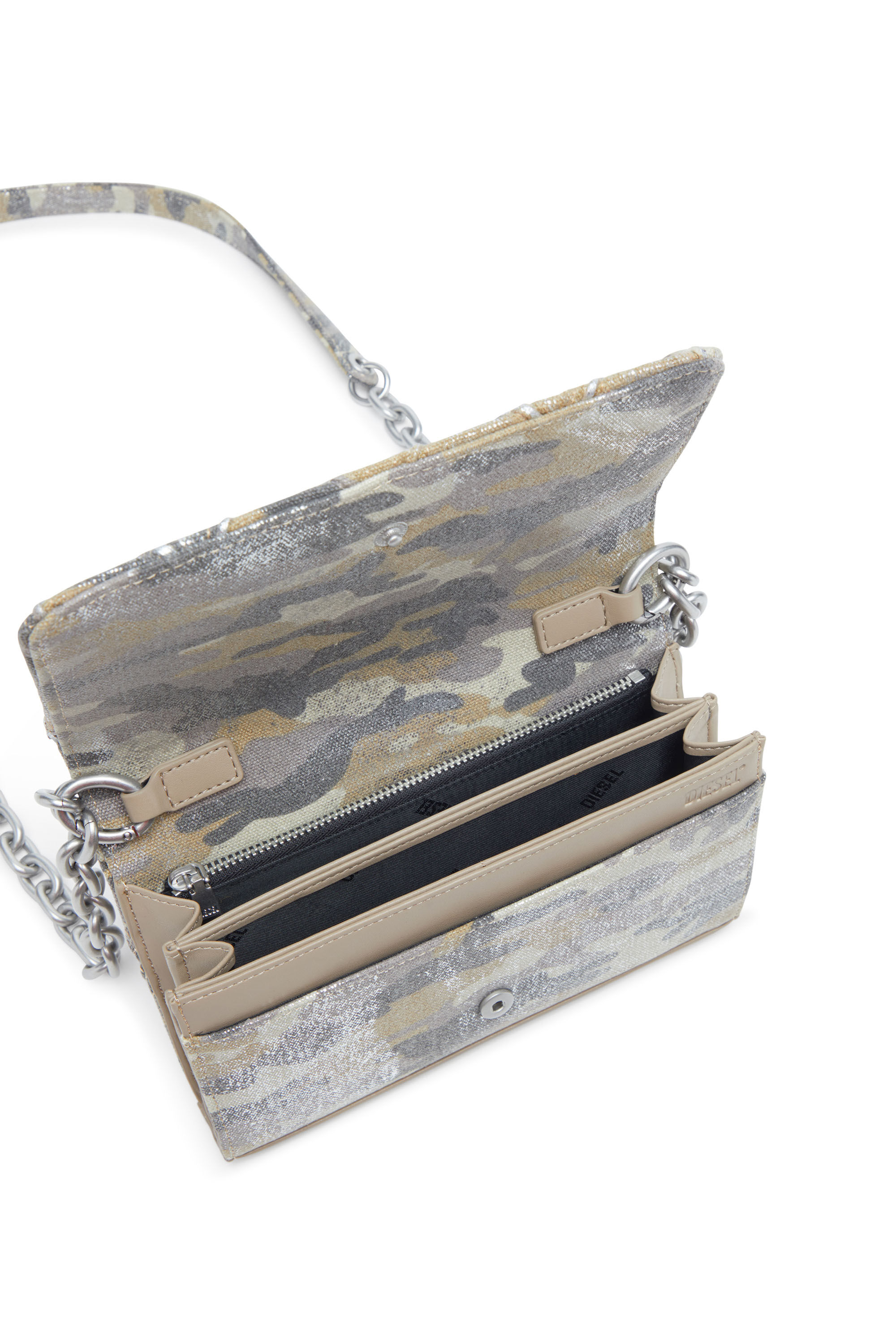 DIESEL☆ Wallet purse in argyle quilted denim グレー Women's Wallet purse in argyle quilted denim | Multicolor