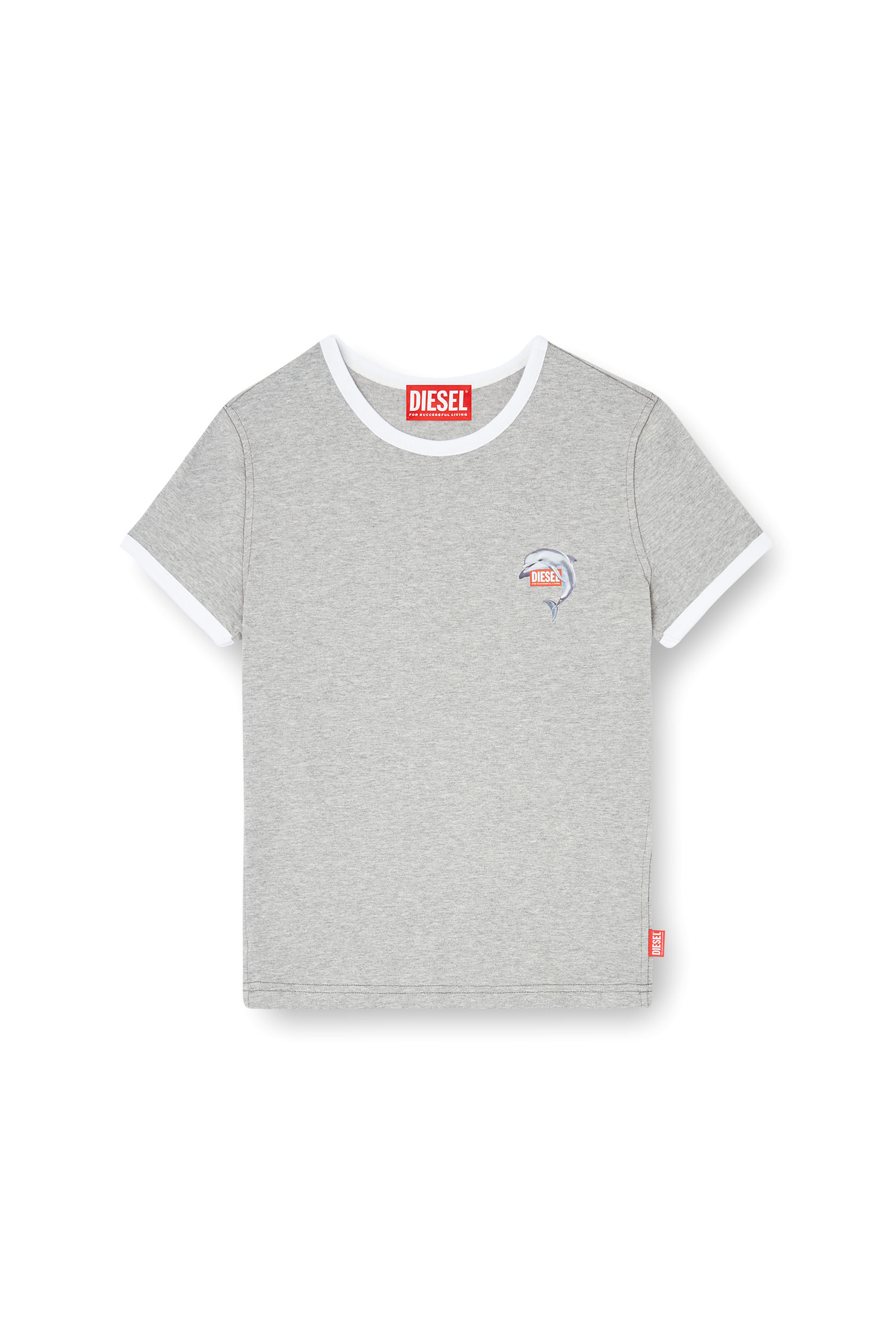 Women's Slim ring T-shirt with dolphin print | Grey | Diesel