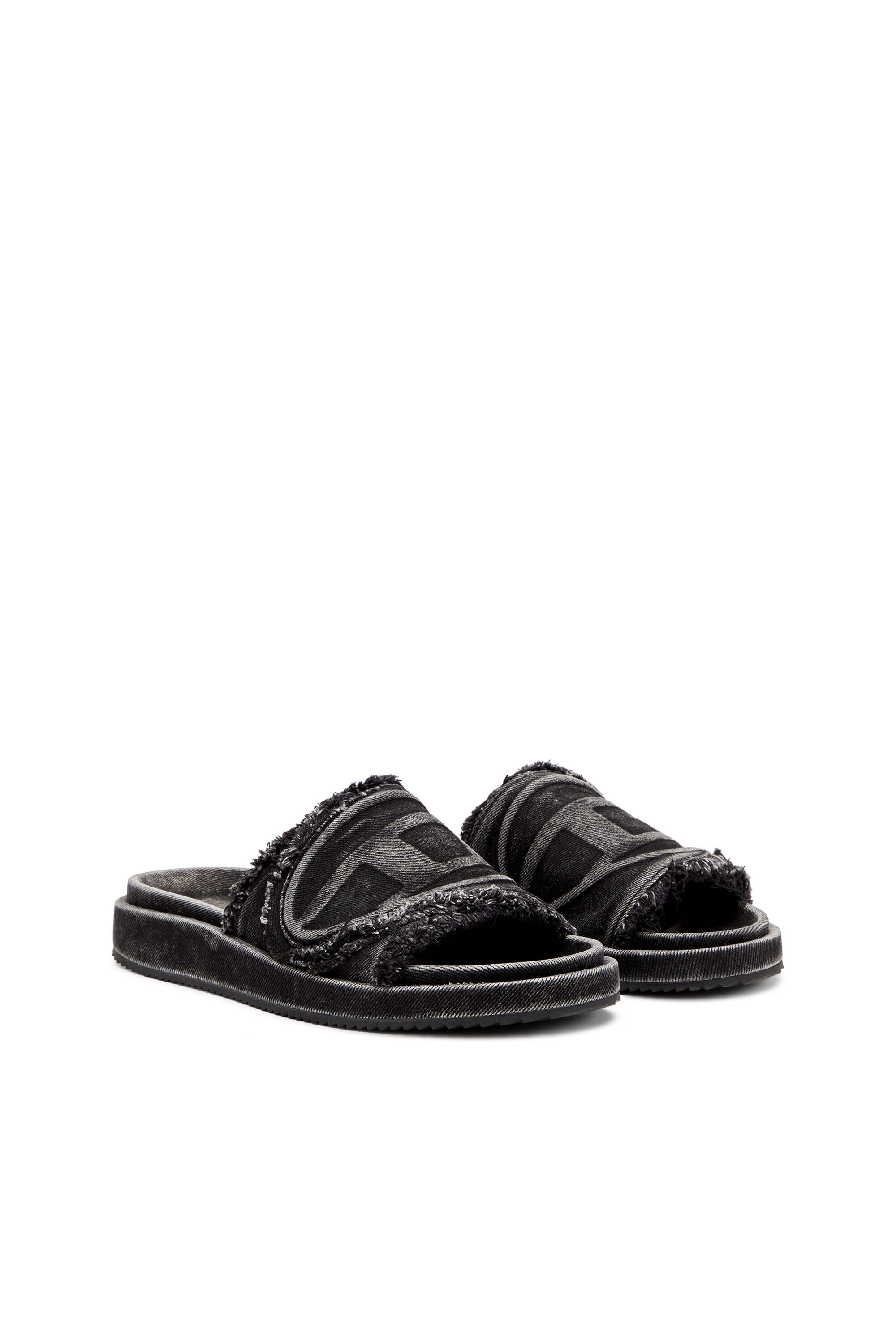 DIESEL Sa-Slide D ロゴ フリンジ デニム スライド サンダル Diesel Sa-Slide D Denim Slides | Blue | FARFETCH