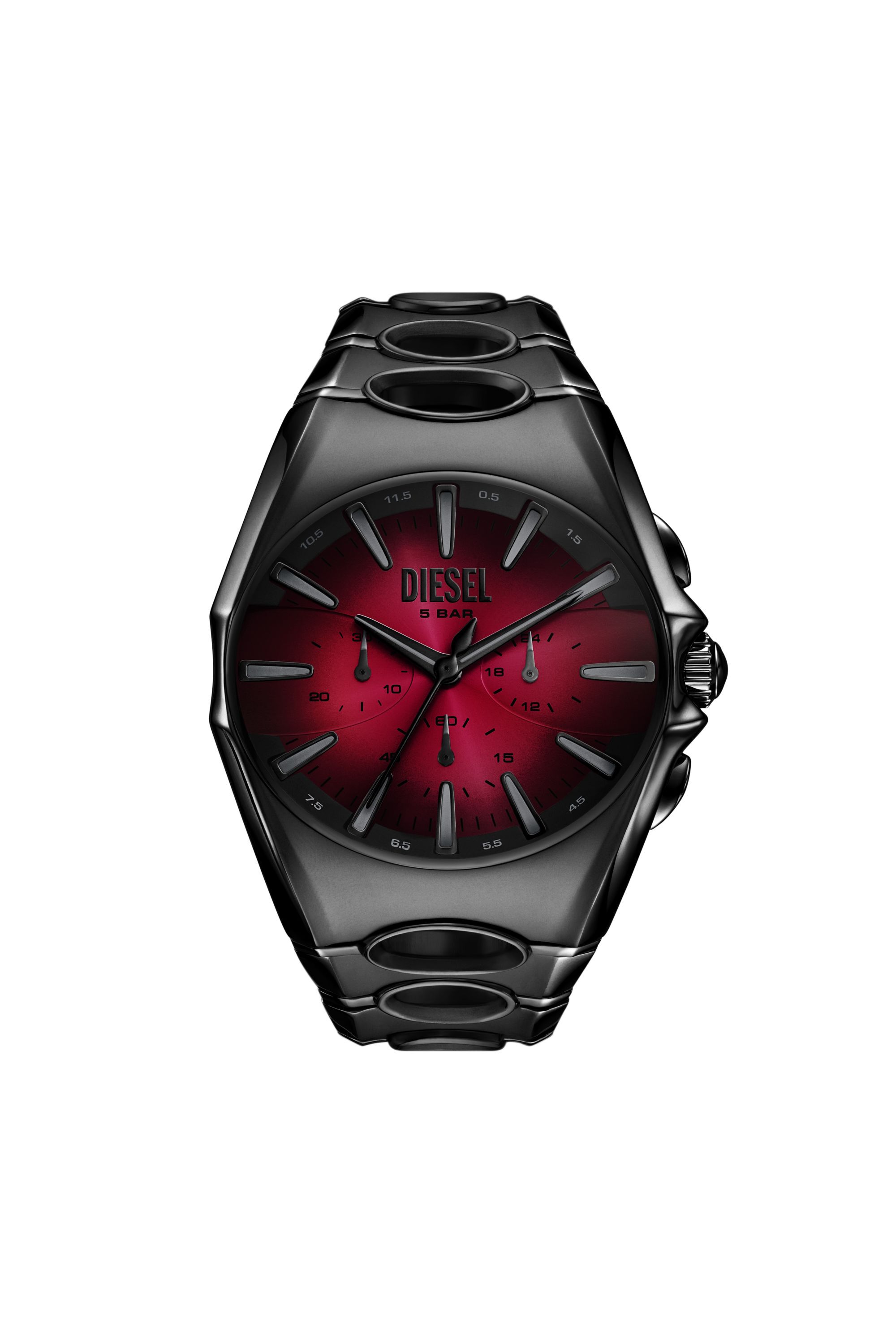 羅武 Men's D-Curve black stainless steel watch | Black | Diesel
