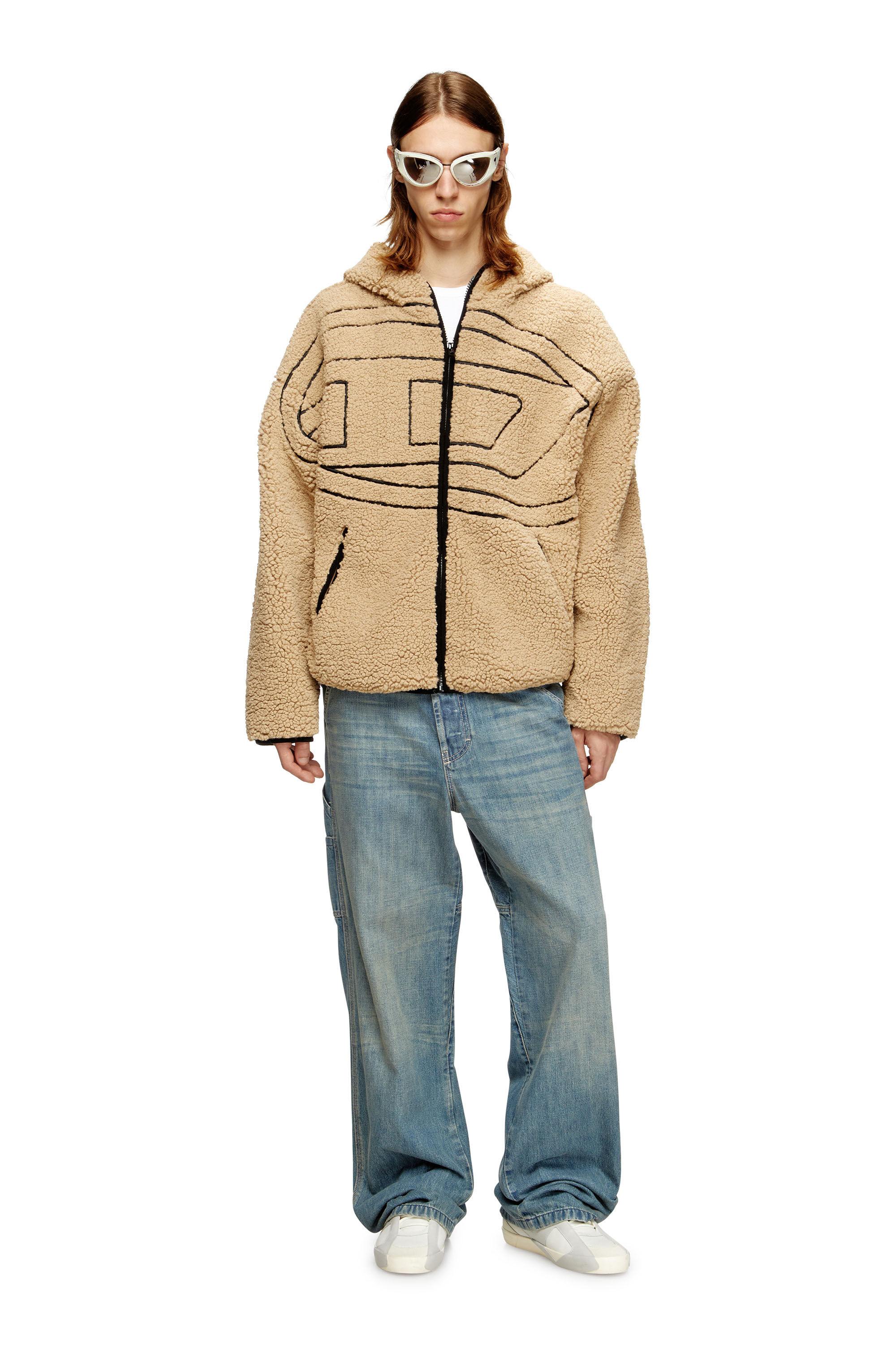 Men's Teddy hoodie sweatshirt | Beige | Diesel