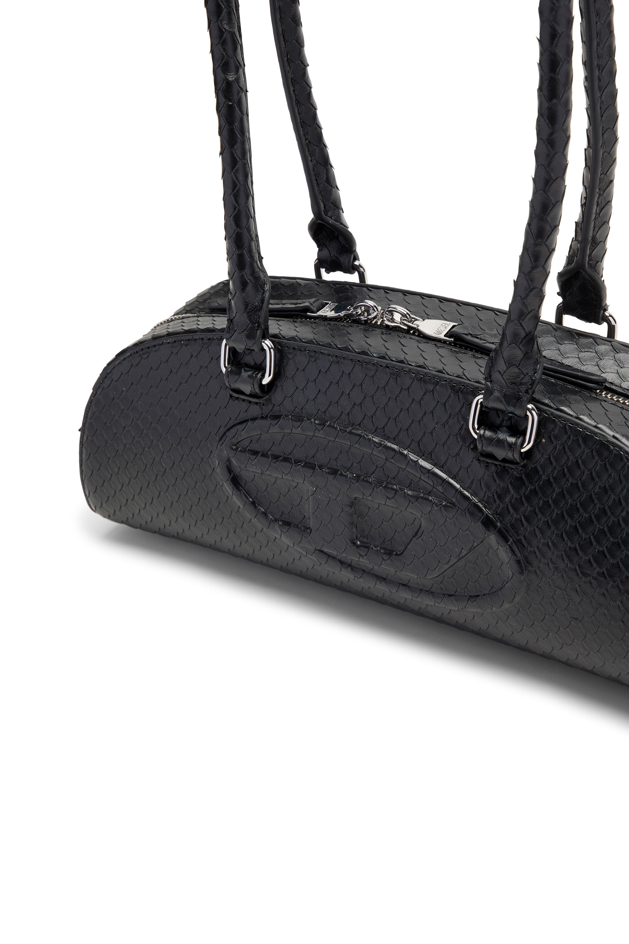 Diesel - 1DR DOME SHOULDER EW, Woman's 1DR Dome-Elongated bowling bag in textured leather in Black - 3
