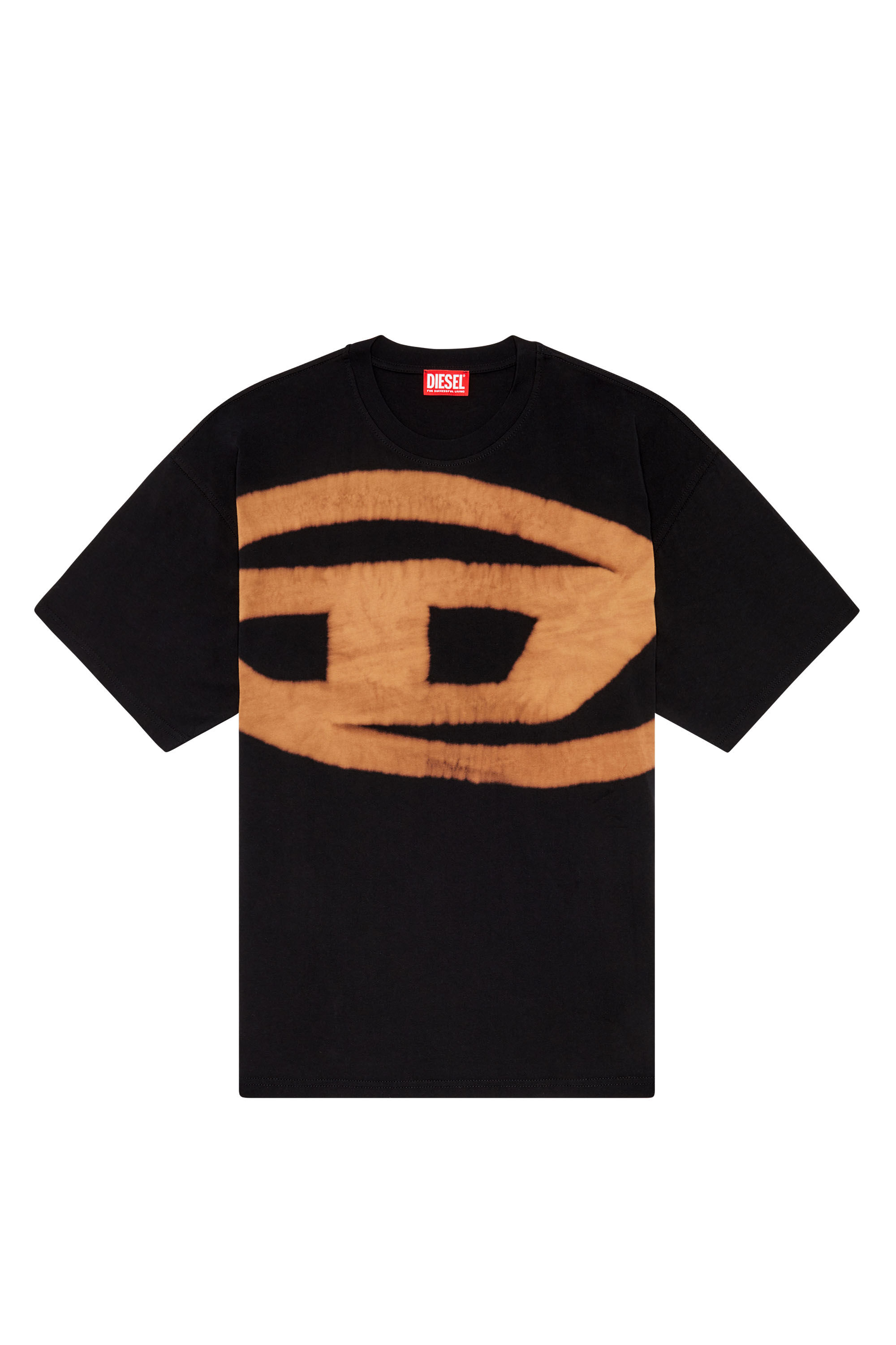 Men's heavyweight T-shirt with bleached Oval D logo | Diesel