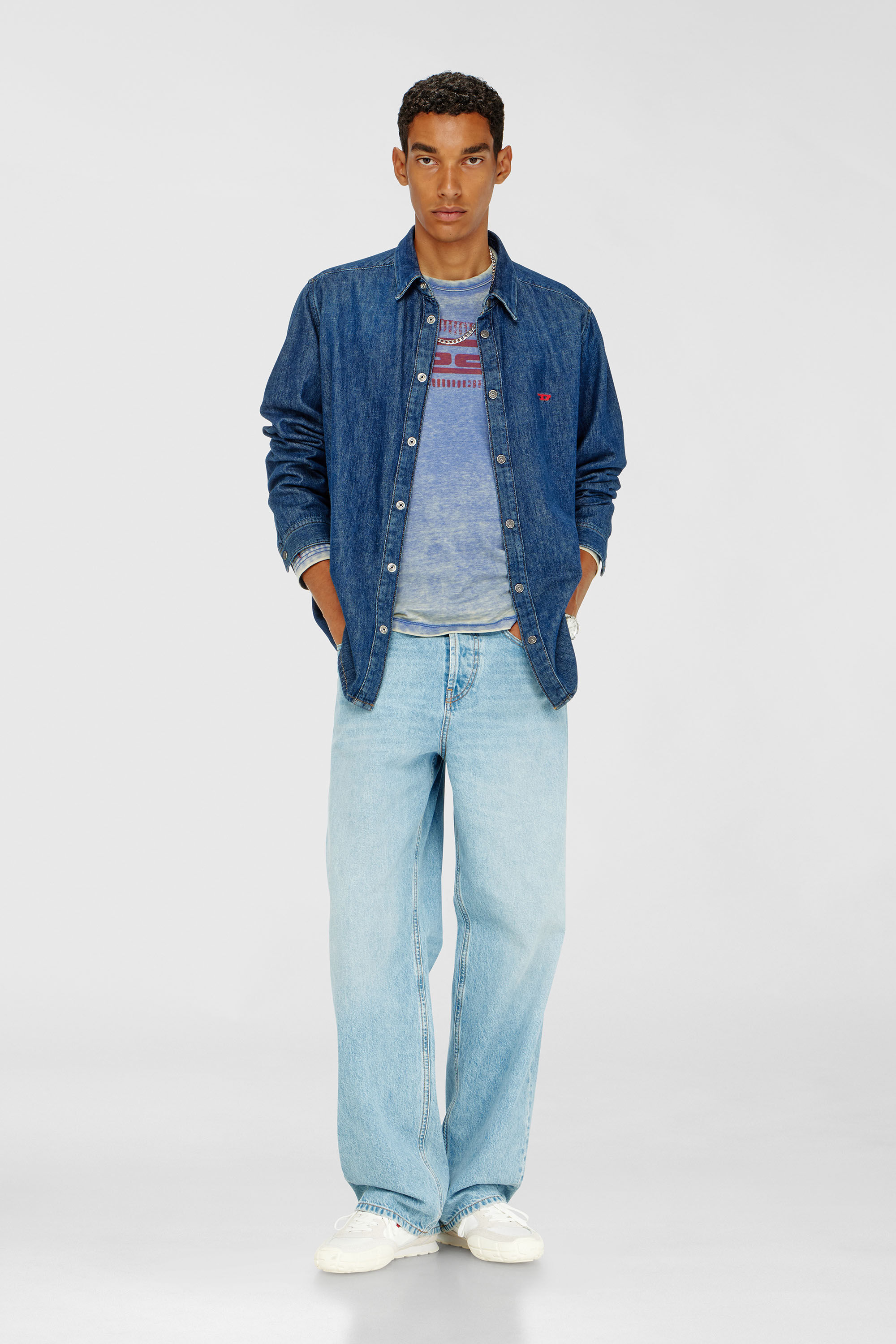 Diesel - D-SIMPLY, Man's Shirt in denim in Dark Blue - 1