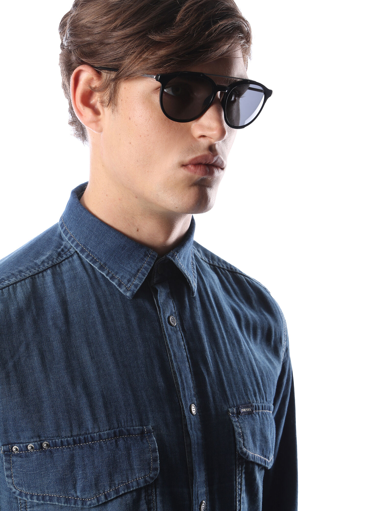 Diesel - DM0188, Unisex's Vintage look eyewear with metal details in Black - 4