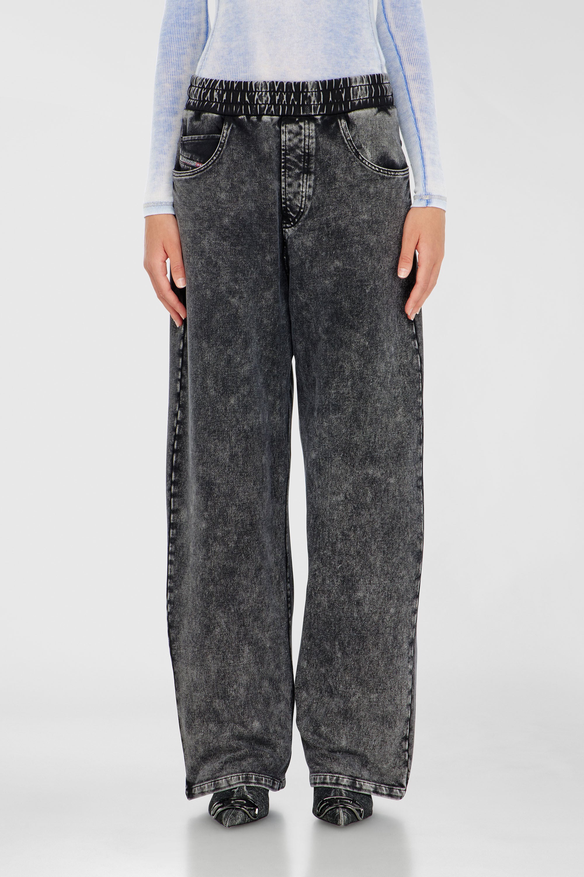Diesel - P-STUKY, Woman's Sweatpants with denim effect in Dark grey - 3