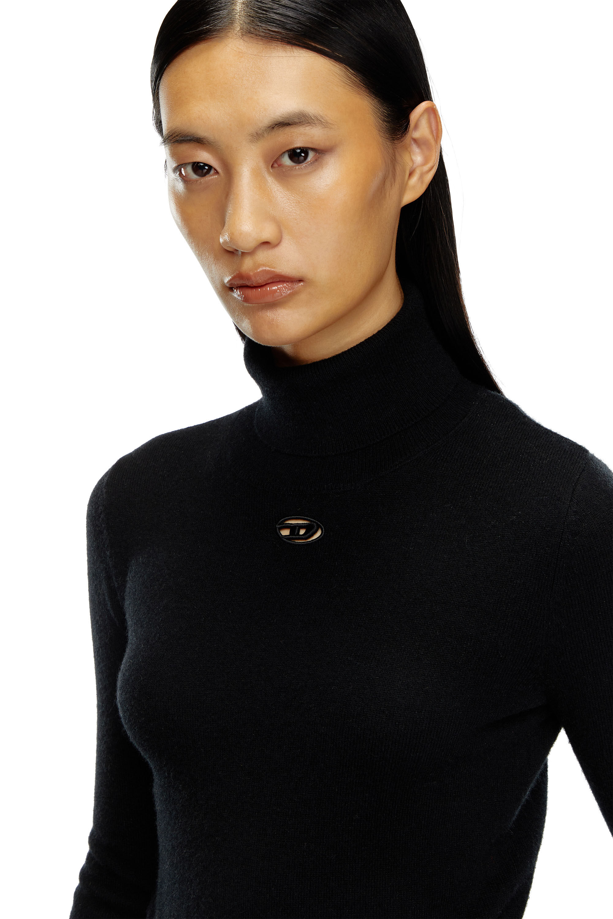 Women's Turtleneck jumper in wool and cashmere | Black | Diesel Women's Turtleneck jumper in wool and cashmere | Black | Diesel