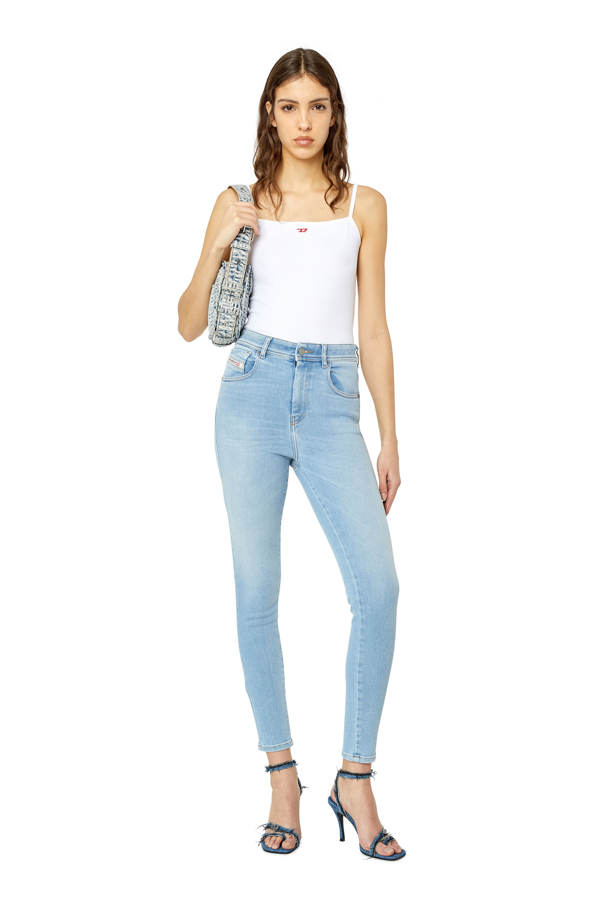 Diesel - 1984 Slandy-High 09E76 Super skinny Jeans, Light Blue - Image 1