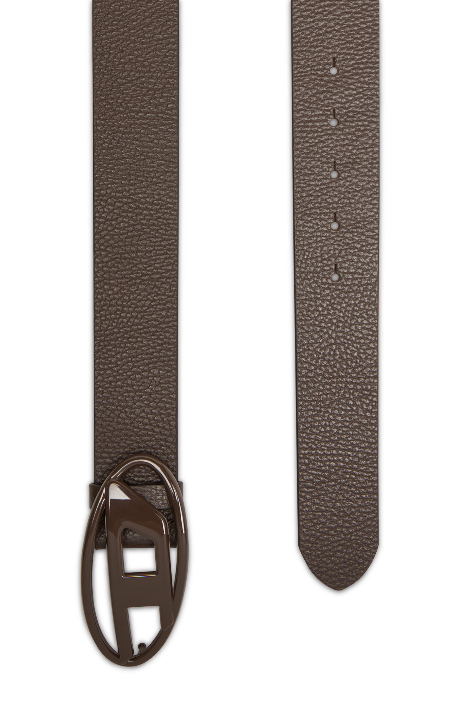 Women's 4cm leather belt with matte Oval D buckle | Brown | Diesel