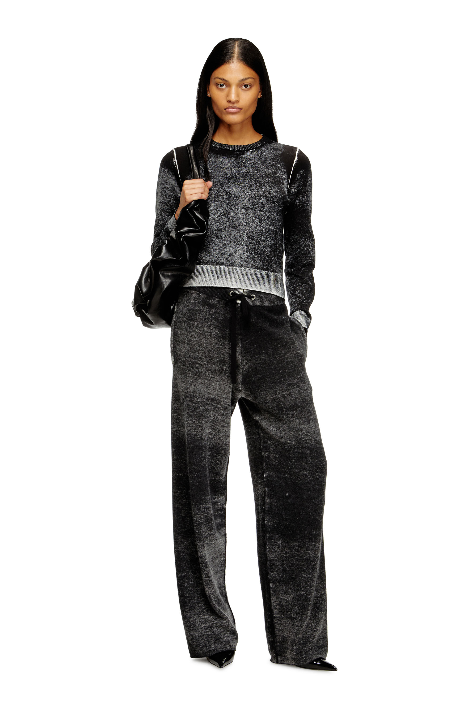 Diesel - M-LOVRE, Woman's Jumper with faded reverse print in Grey/Black - 1