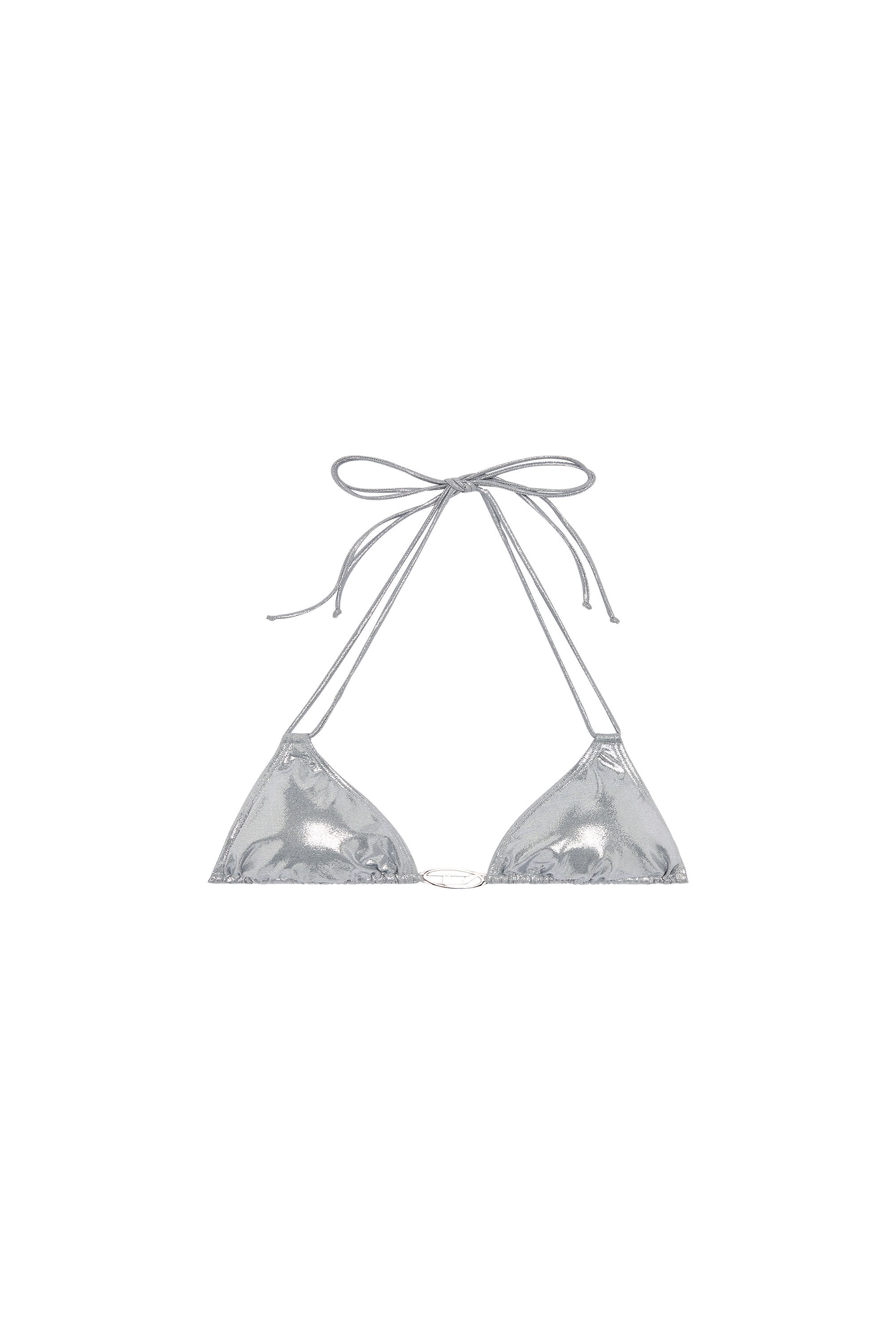 Diesel - BFB-SEES-O, Woman Bikini top with Oval D plaque in Silver - Image 4