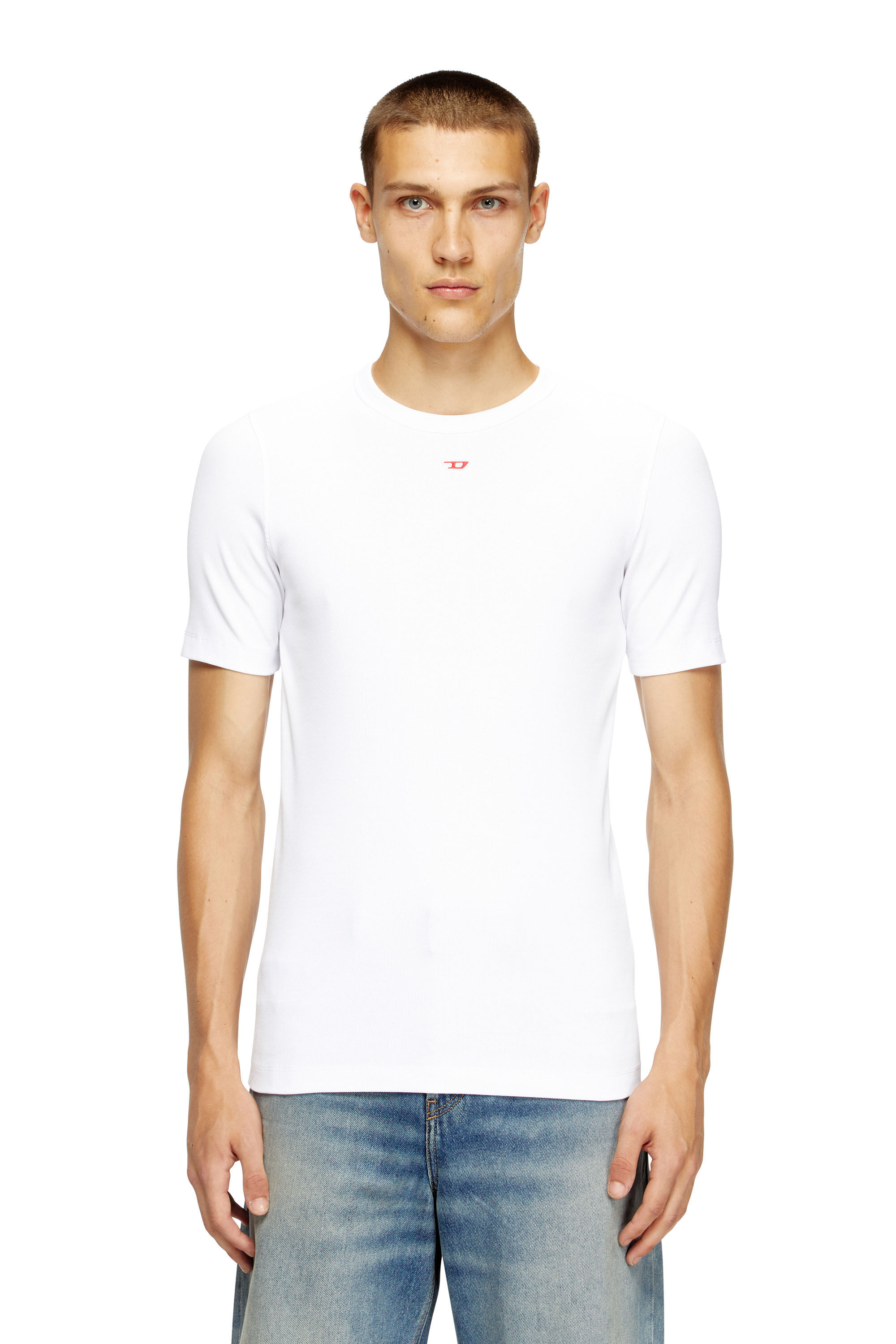 DIESEL ディーゼル D-Ribber-N ロゴパッチ Tシャツ Men's T-shirt with D patch | Black | Diesel