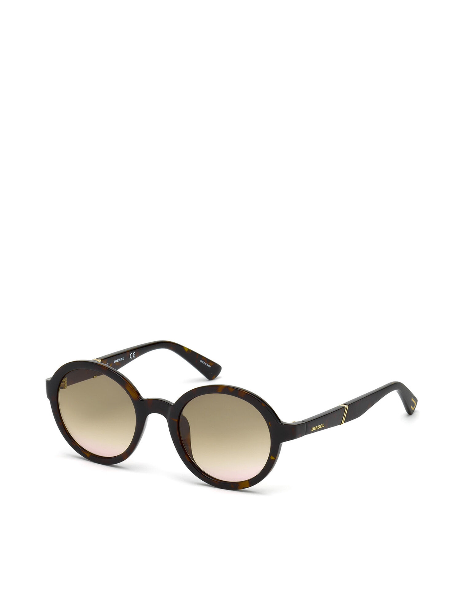 Diesel - DL0264, Unisex's Round shape eyewear with slanting detail in Brown - 2