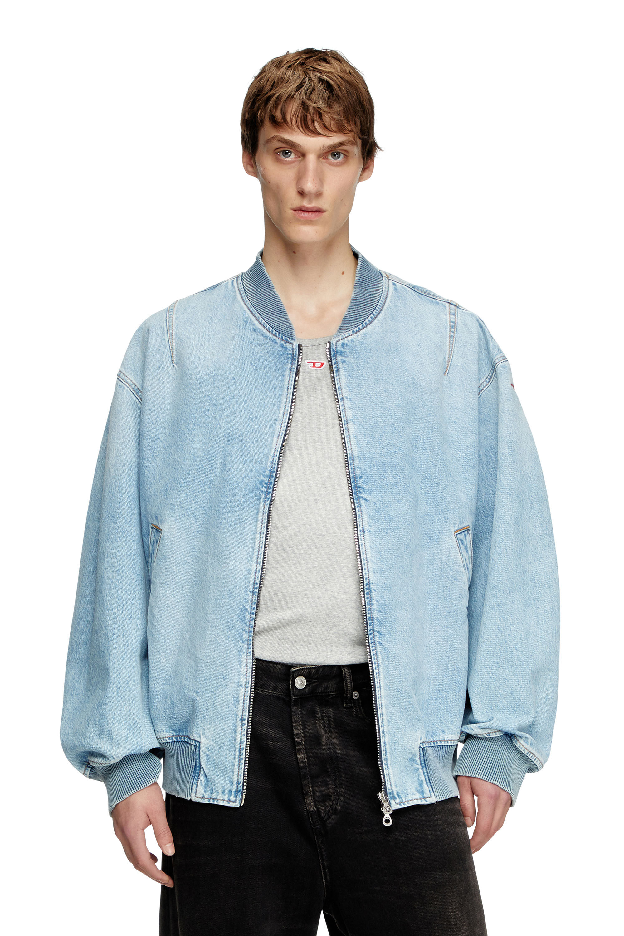 Diesel - D-VINZ, Man's Bomber jacket in denim in Light Blue - 3